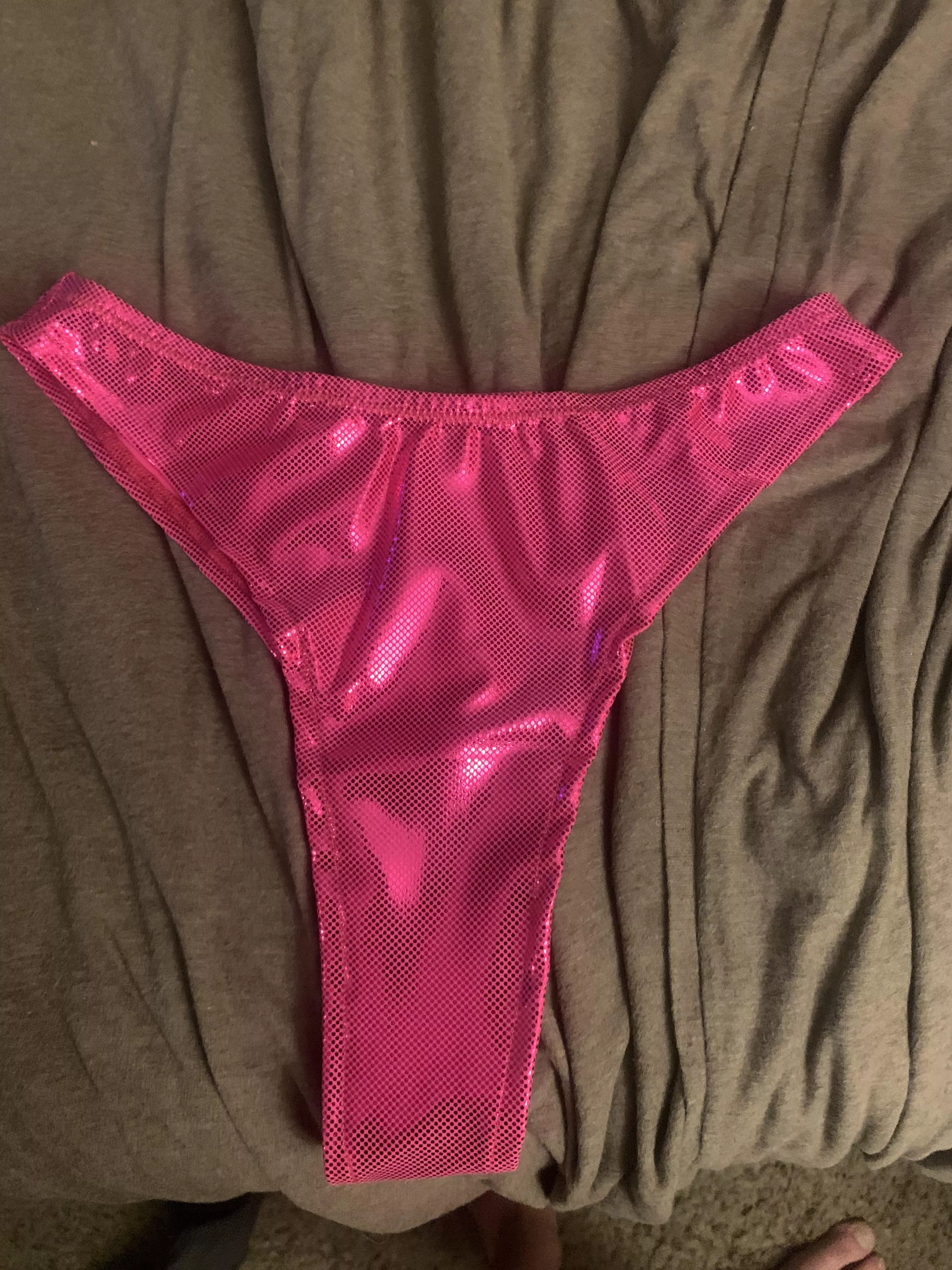 new metallic panties that my GF ordered for me, debating if I should try on..