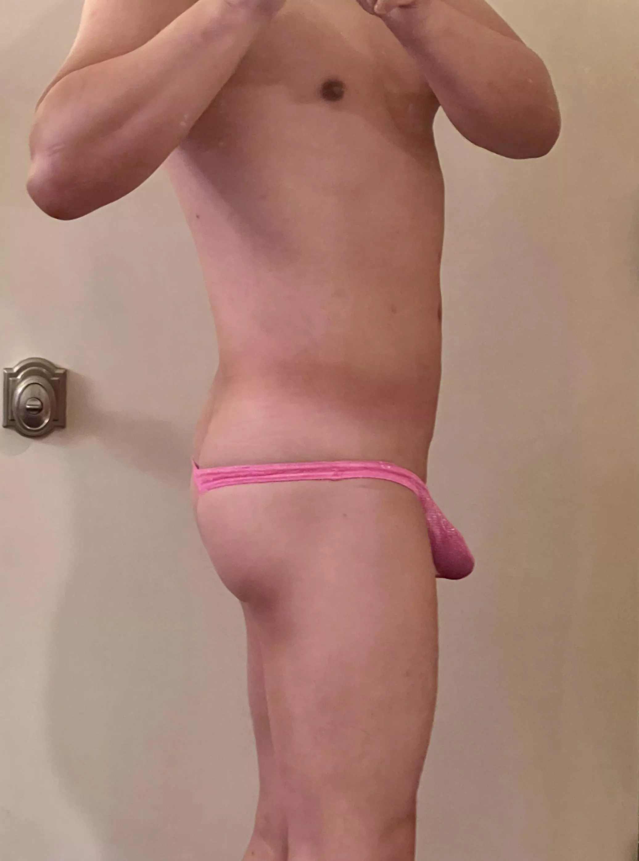 New see thru lace pink thongs