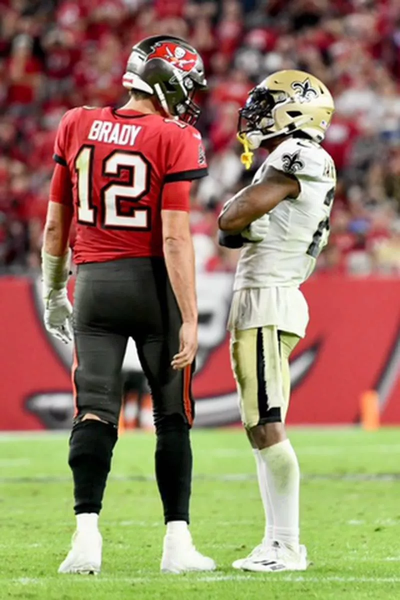 NFL players Chauncey Gardner Johnson and Tom Brady