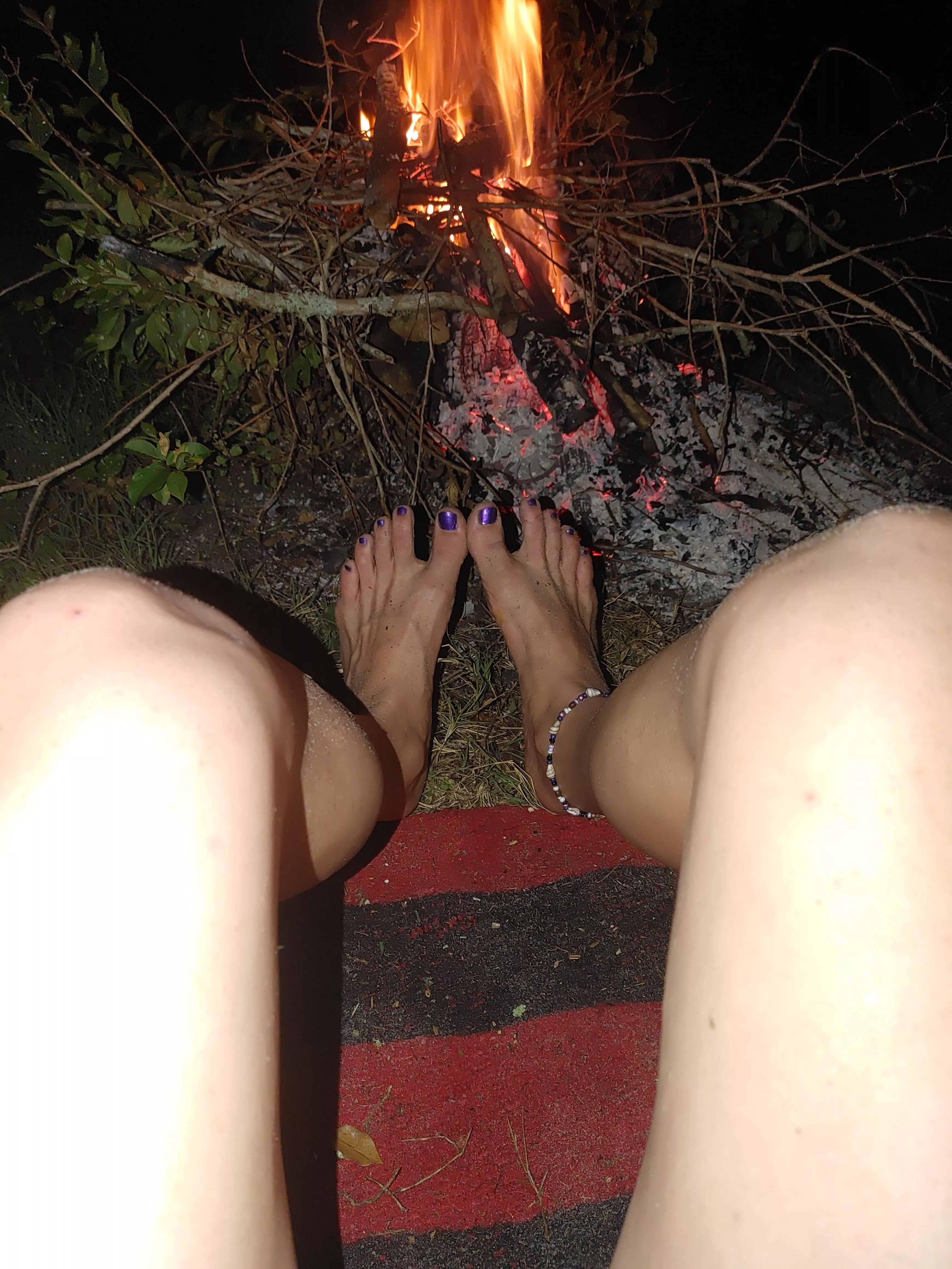 Nice fire and painted nails. Not a bad night