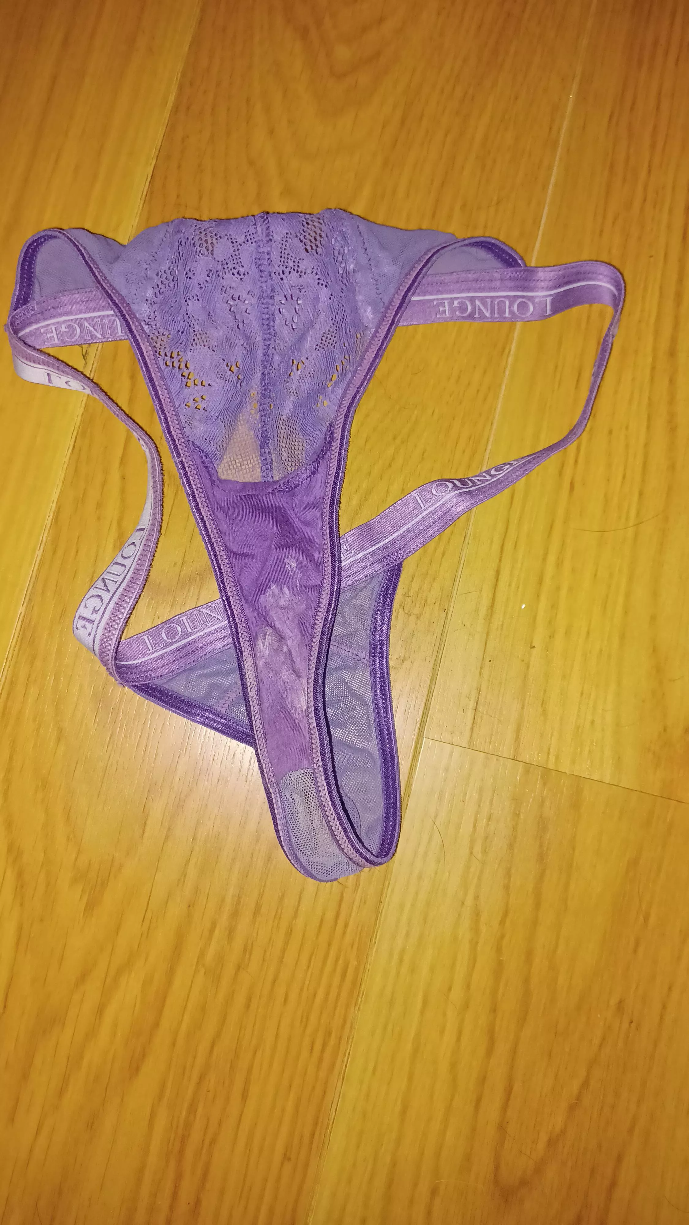 Nice purple pussy stained thong