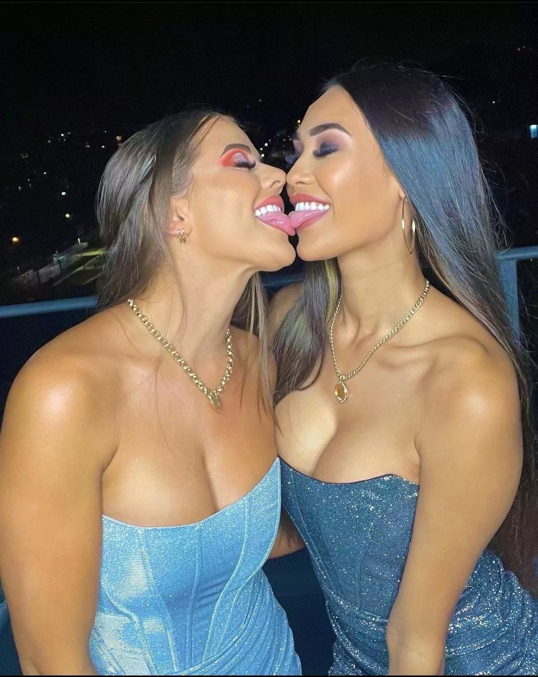 Not lesbians, just two sluts trying to get everyone hard