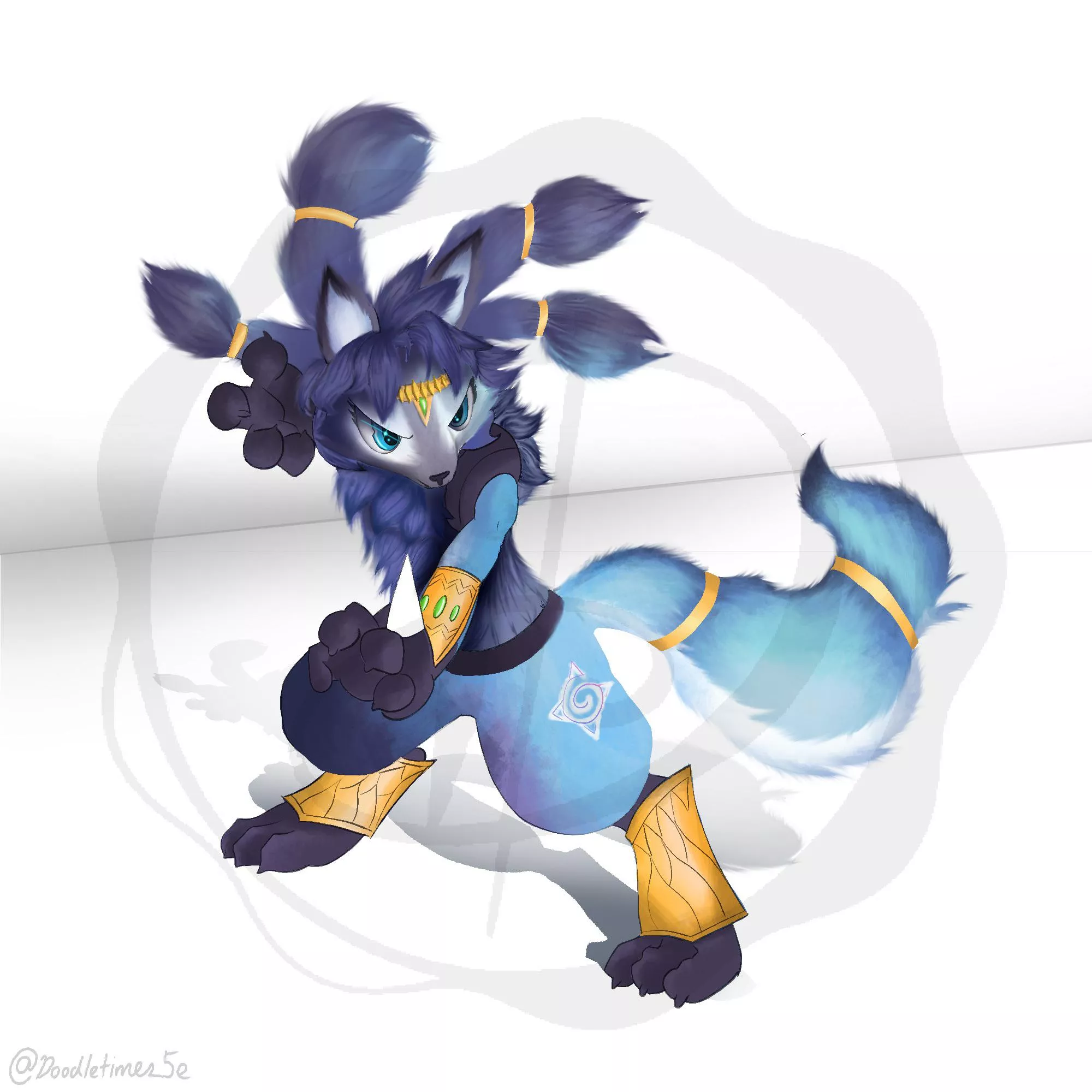 [OC] A mixture between Krystal from the Starfox Series and Lucario from Pokémon! (Commission)