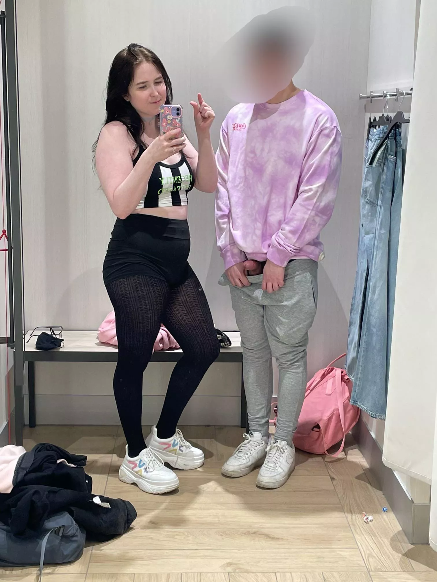 [oc] humiliated him a little in the changing room and made him walk out while he had a tiny boner. Girls outside started giggling lol 😂