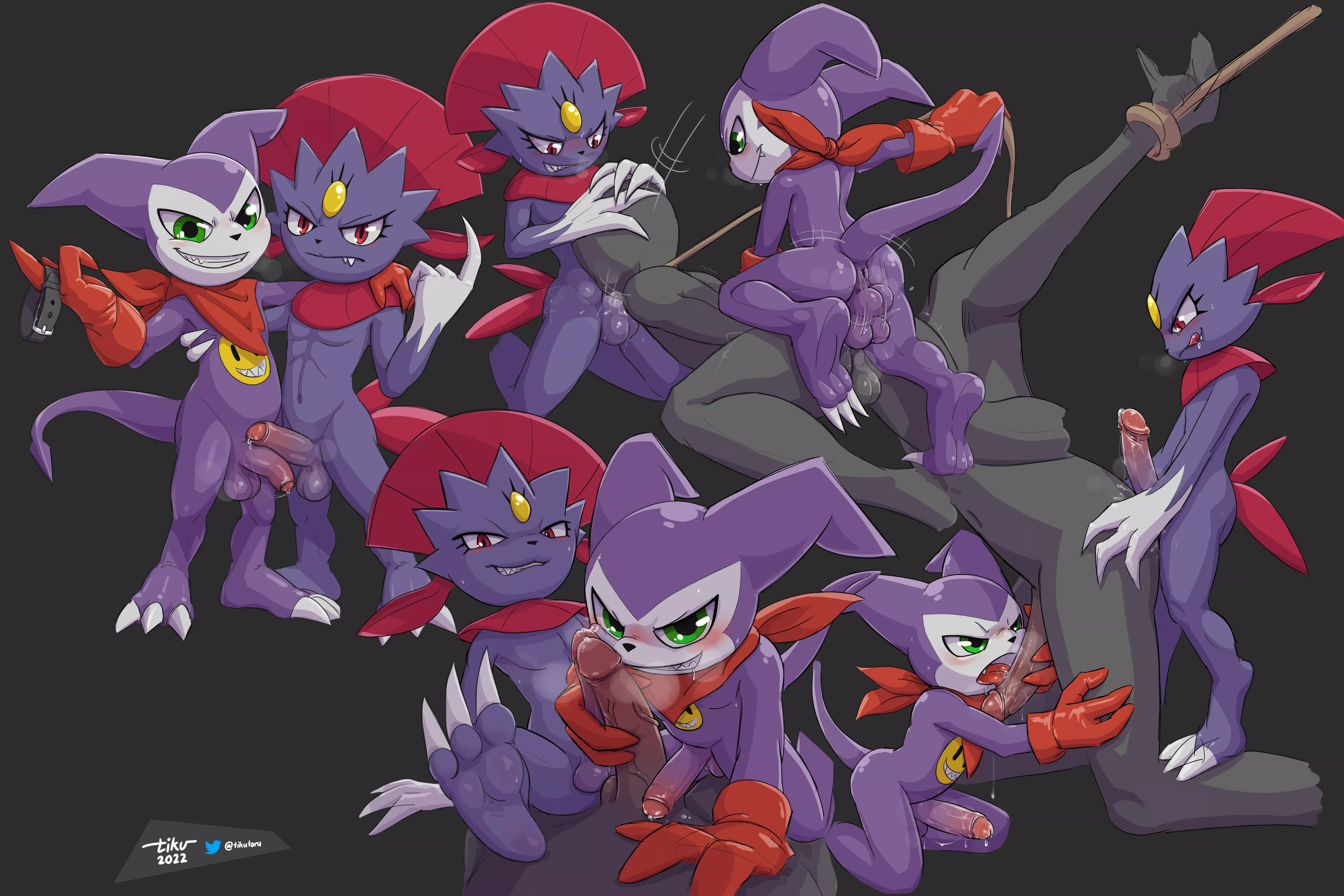 (OC) Weavile & Impmon getting their way [tiku]