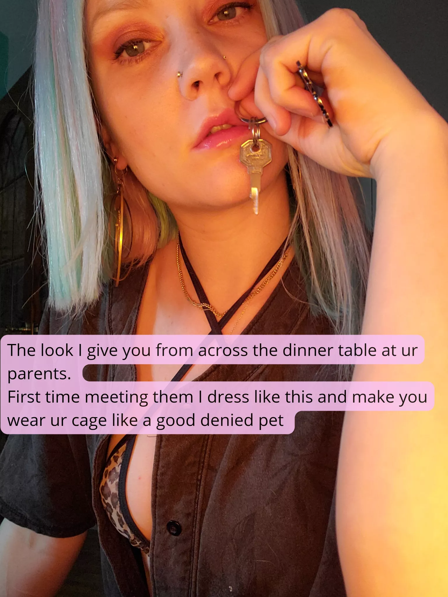 Of course you have to wear your cage to dinner at your parents.