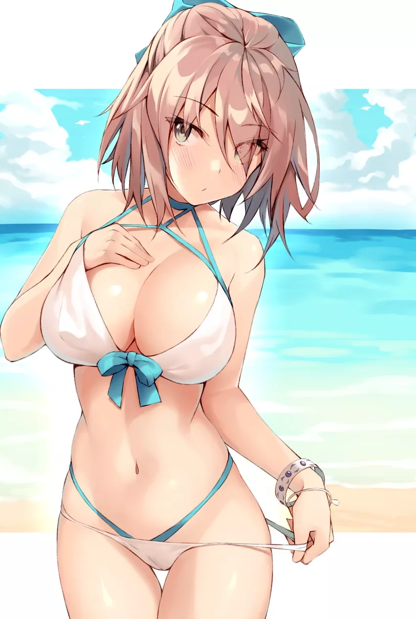 Okita posing on the beach