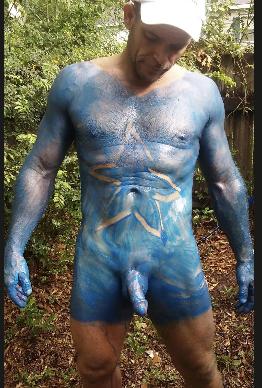 On a home made movie set body painted