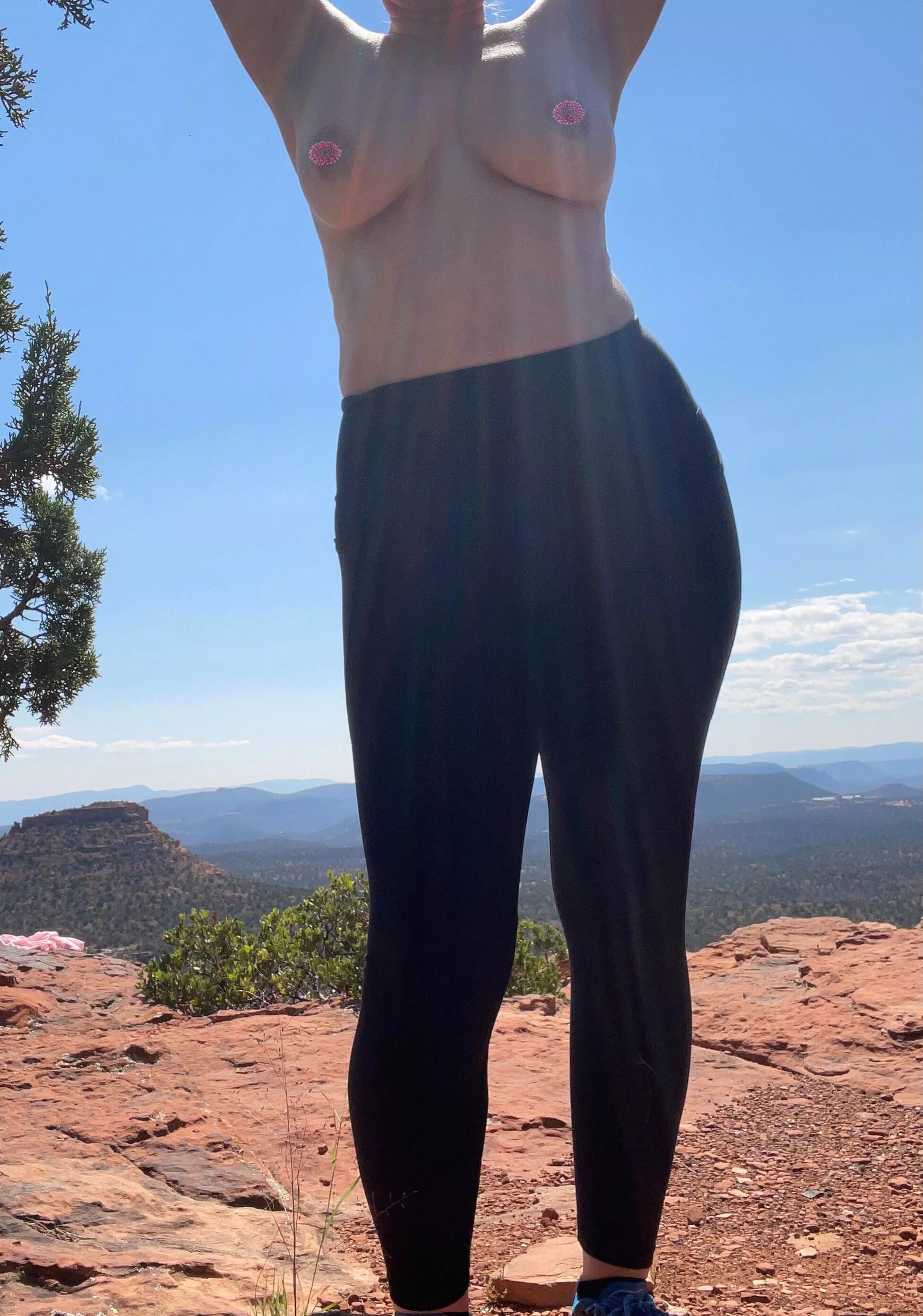 On a mountain showing off