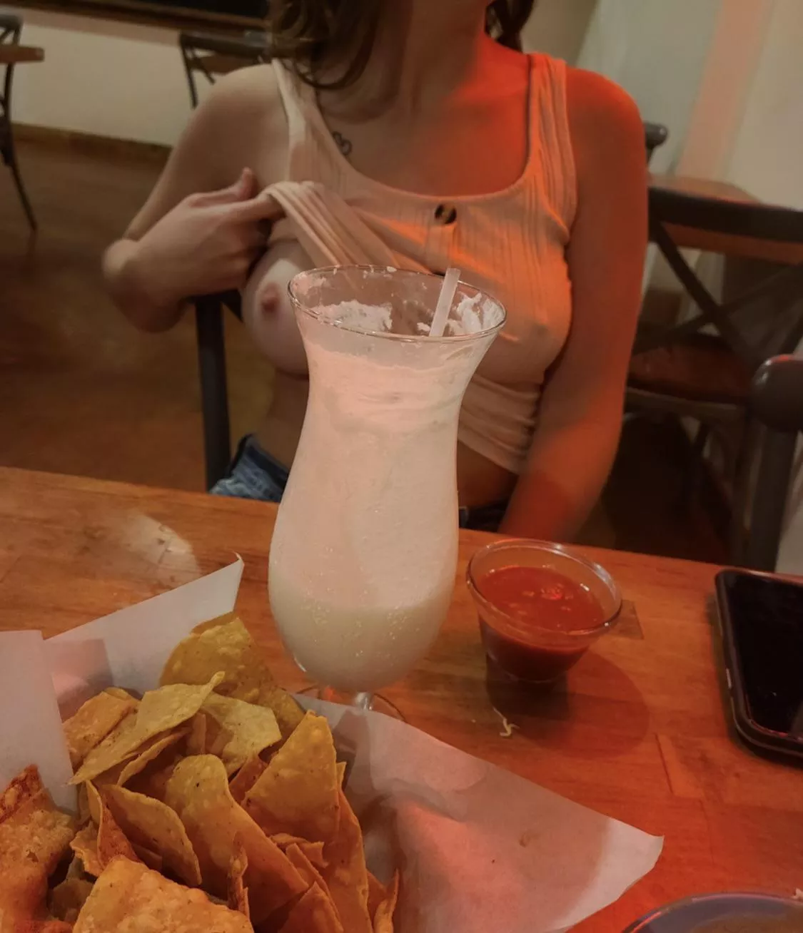 One boob and one pina colada