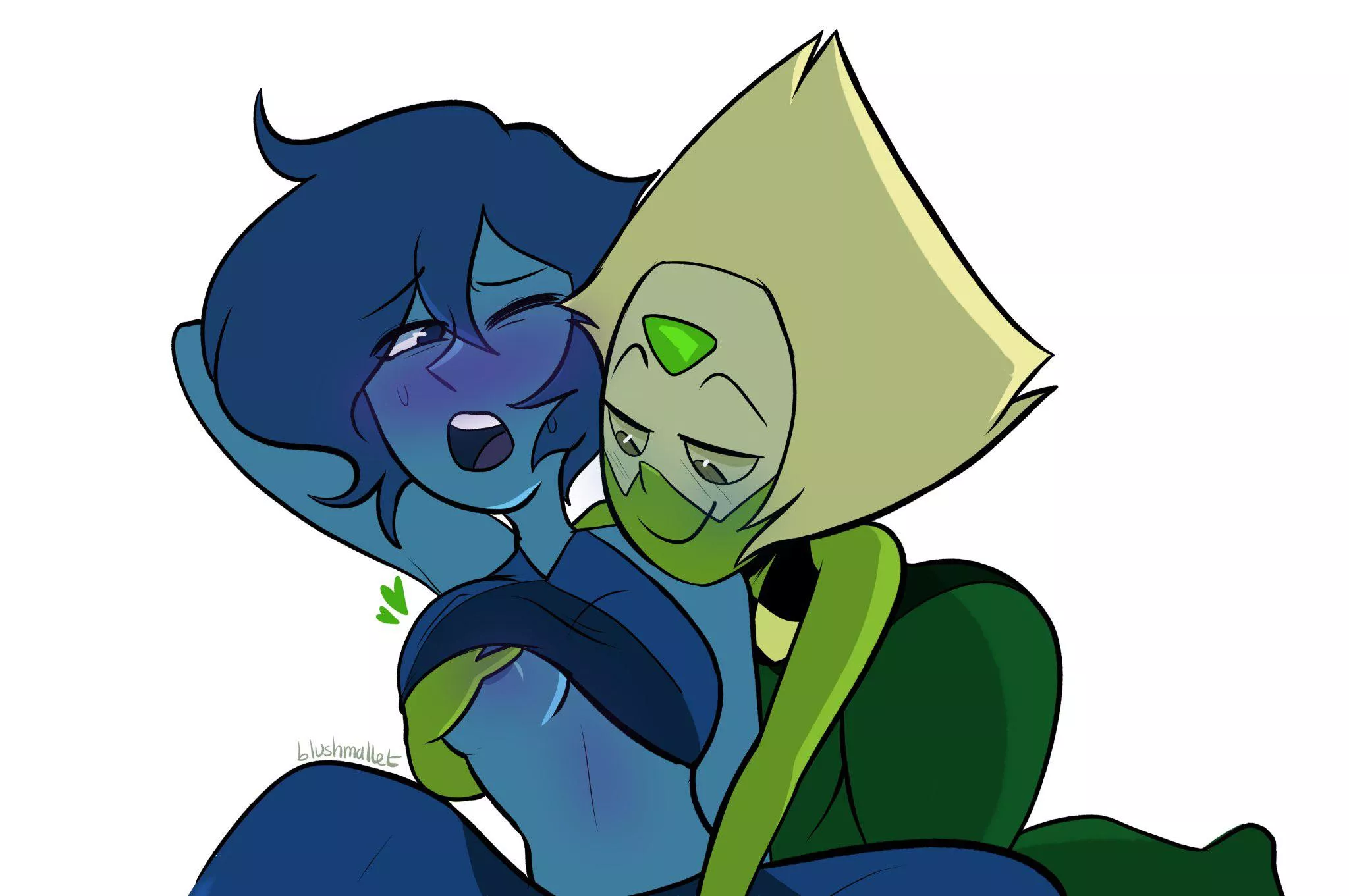 Peridot playing with Lapis (Art by Blushmallet)