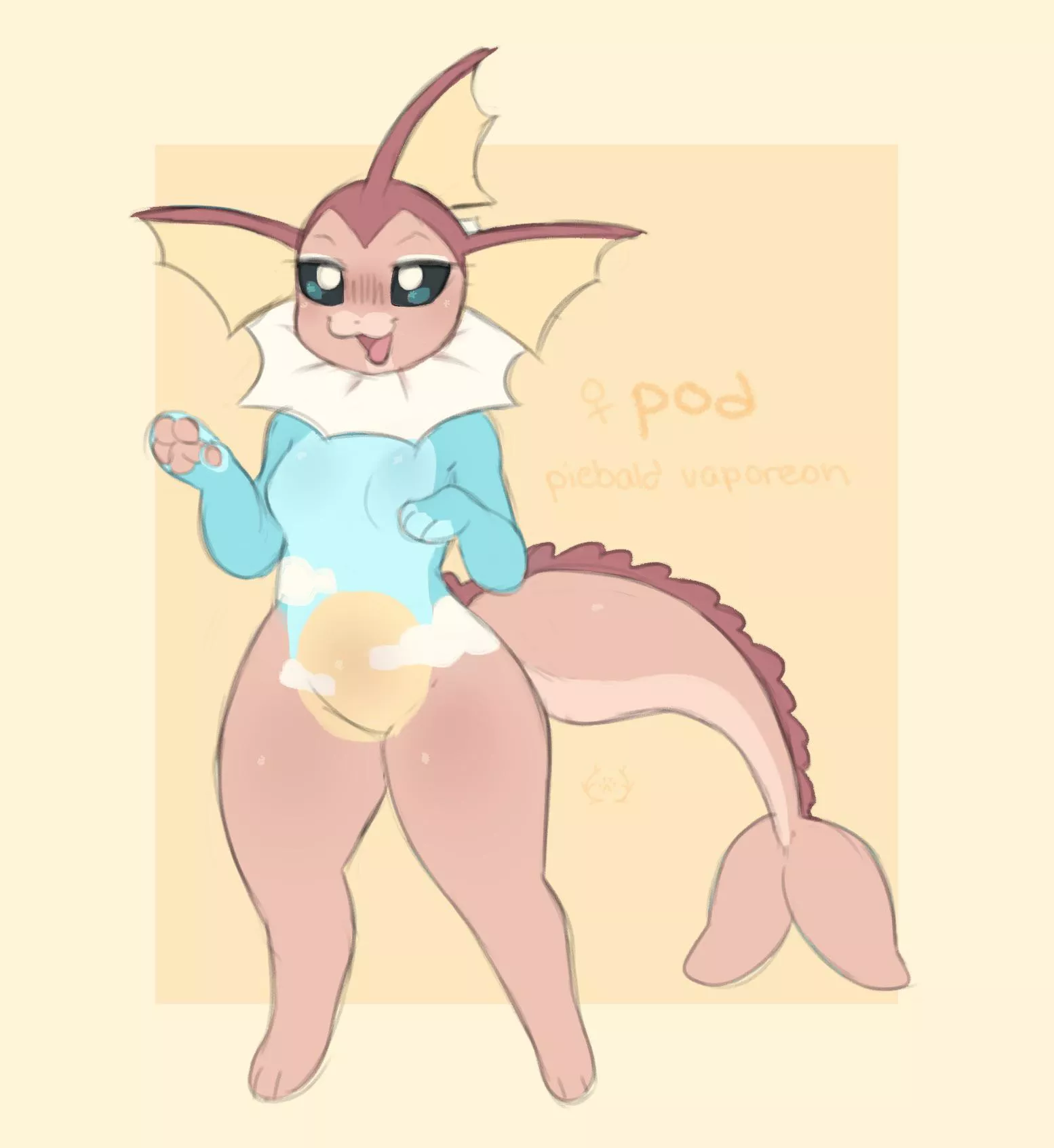 Pod the piebald vaporeon 💖🐳 (art + design by me)