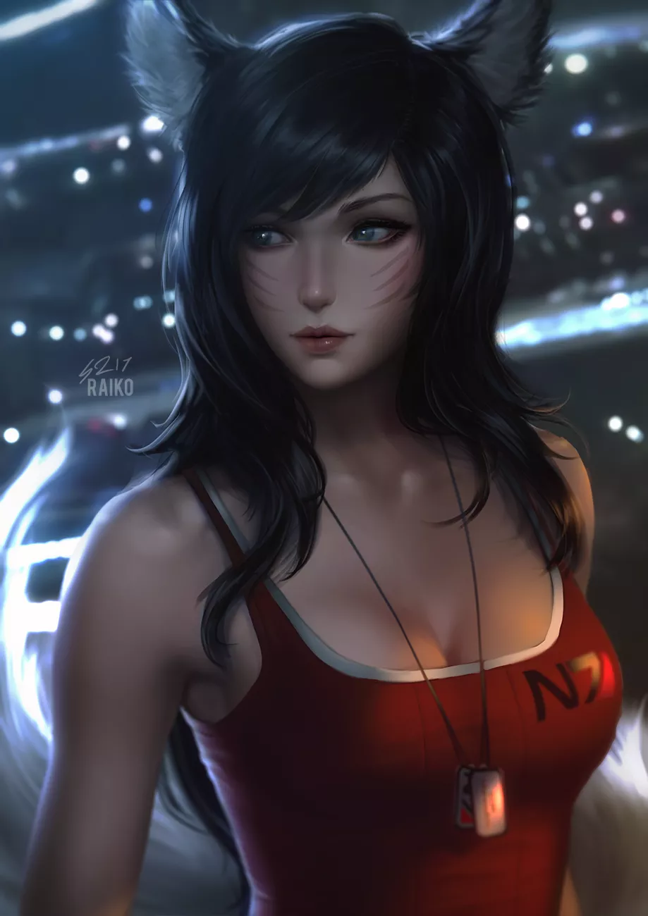 Pool party Ahri (raikoart)