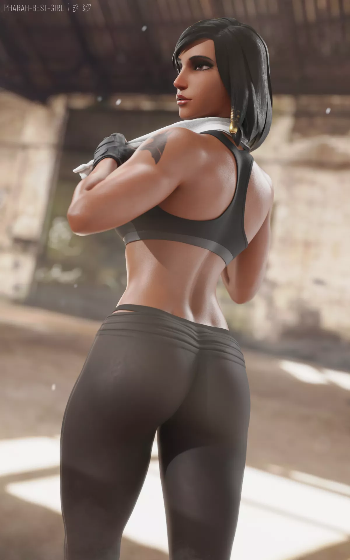 Post workout Pharah (pharah-best-girl)[Overwatch]