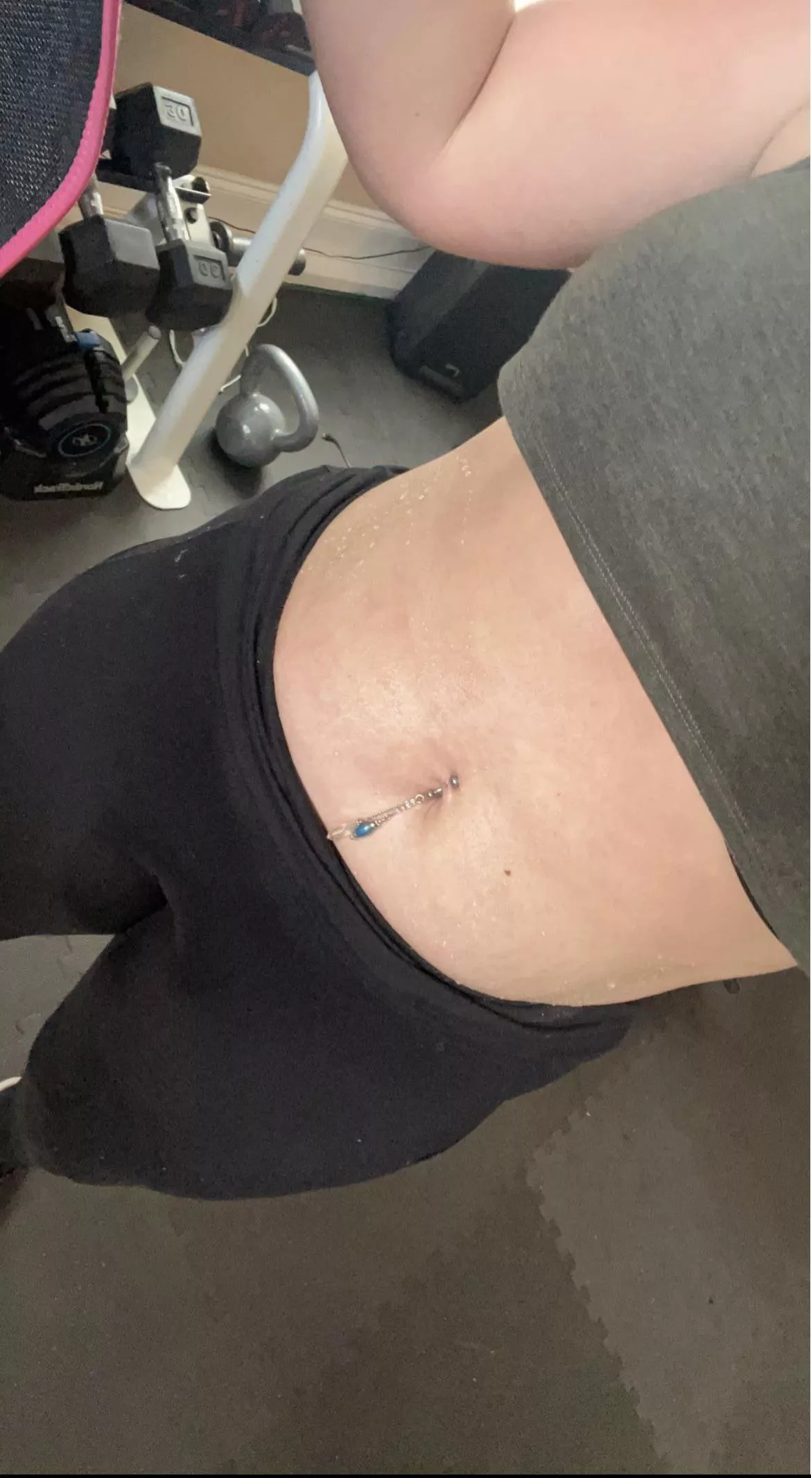 Post workout sweaty tummy