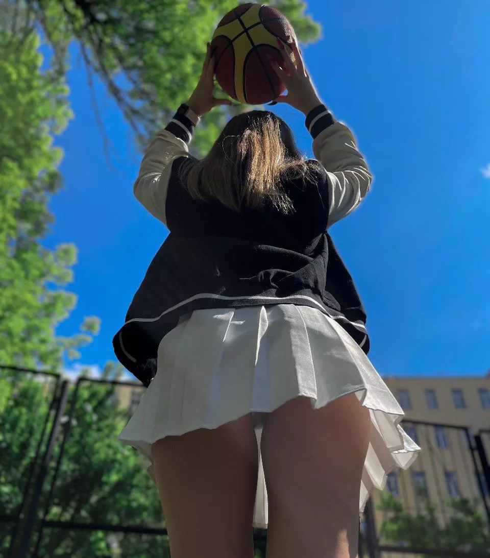 POV: school girl is playing basketball and u spy under her skirt