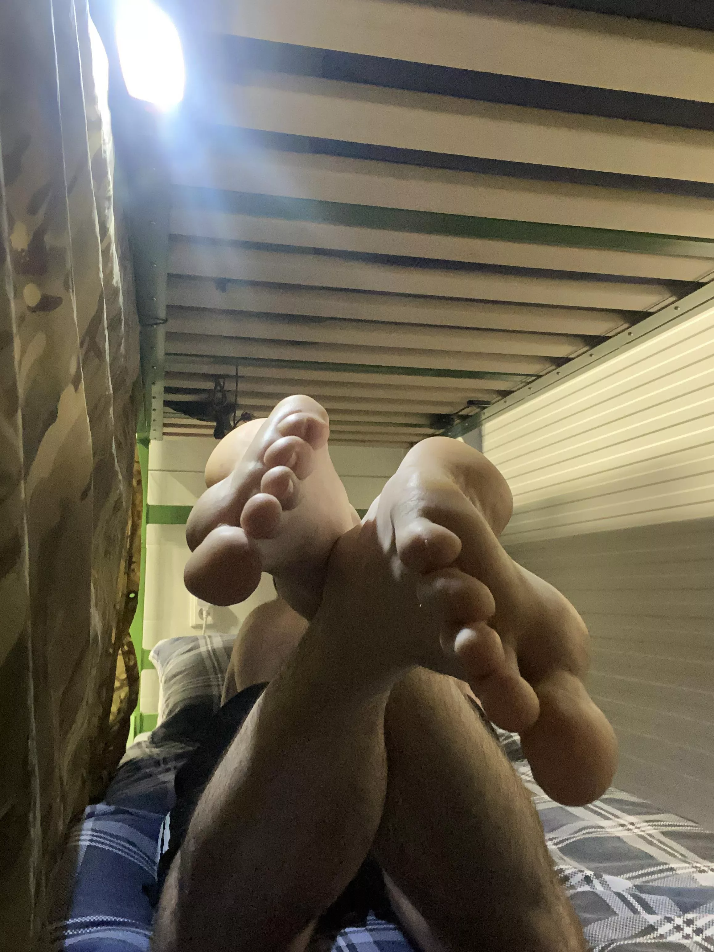 POV, your one of my room mates having a sneaky stare at my feet while I’m chilling out.