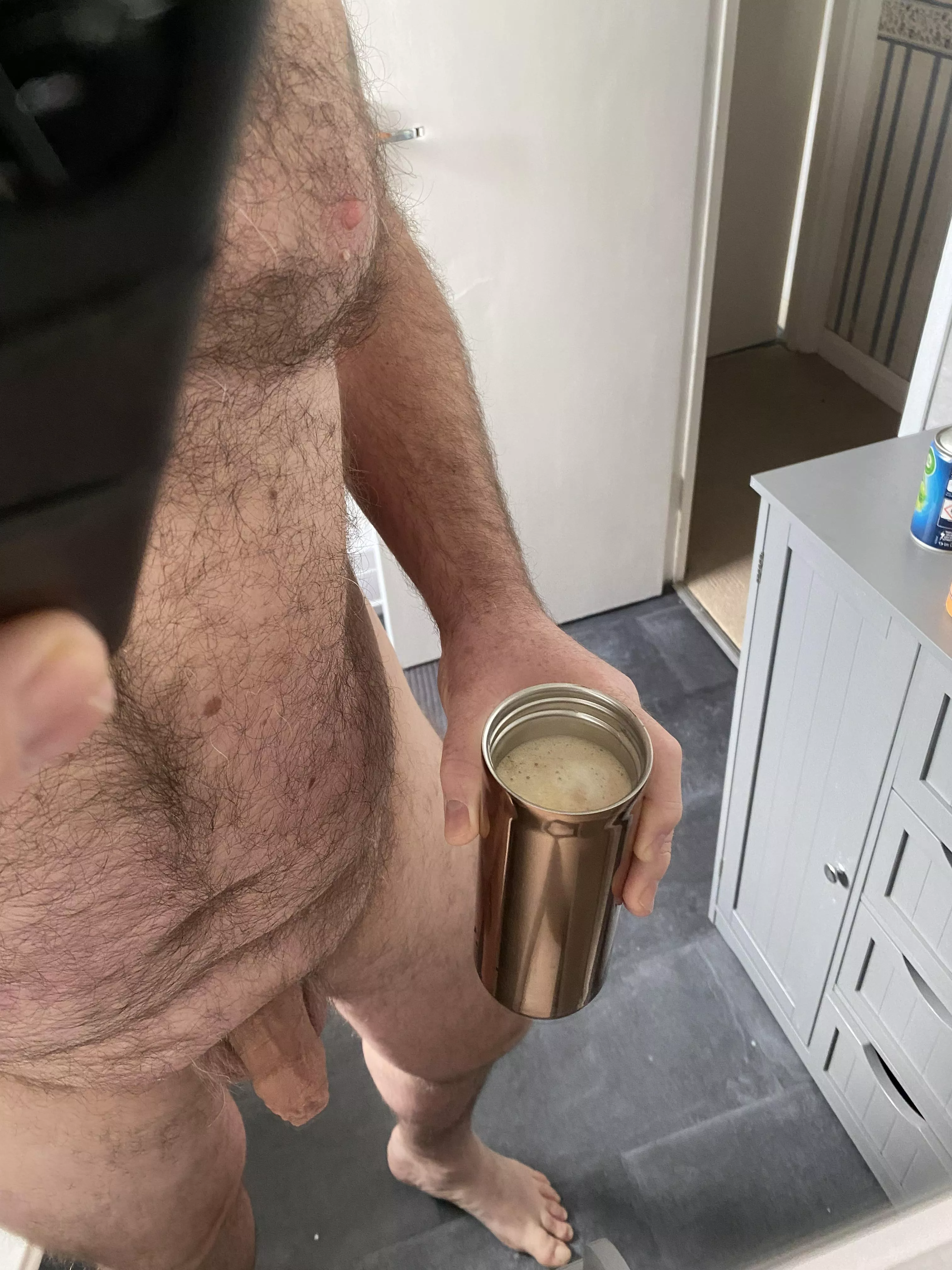 Pre shower coffee.