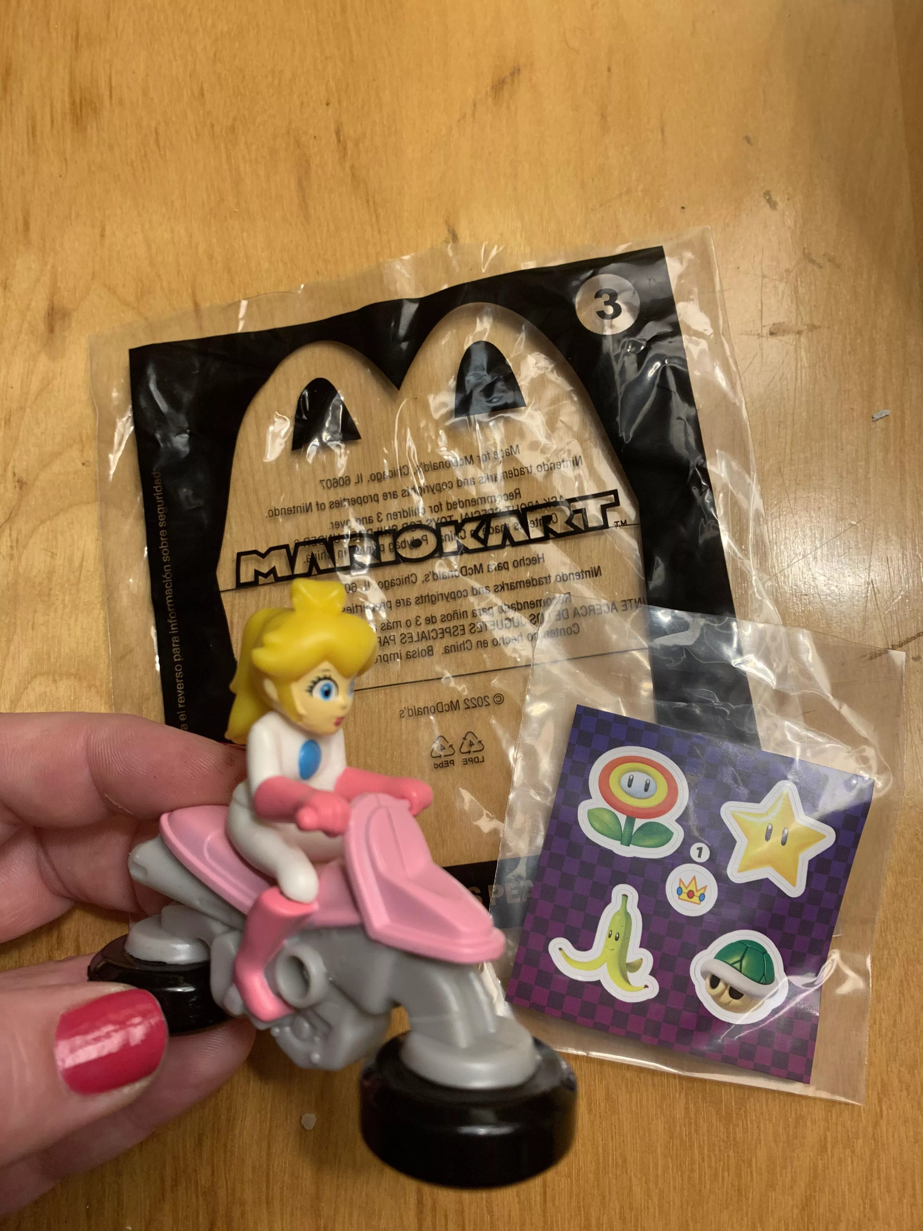 Princess peach in my happy meal! Although I kind of am more excited about the stickers 😆💕