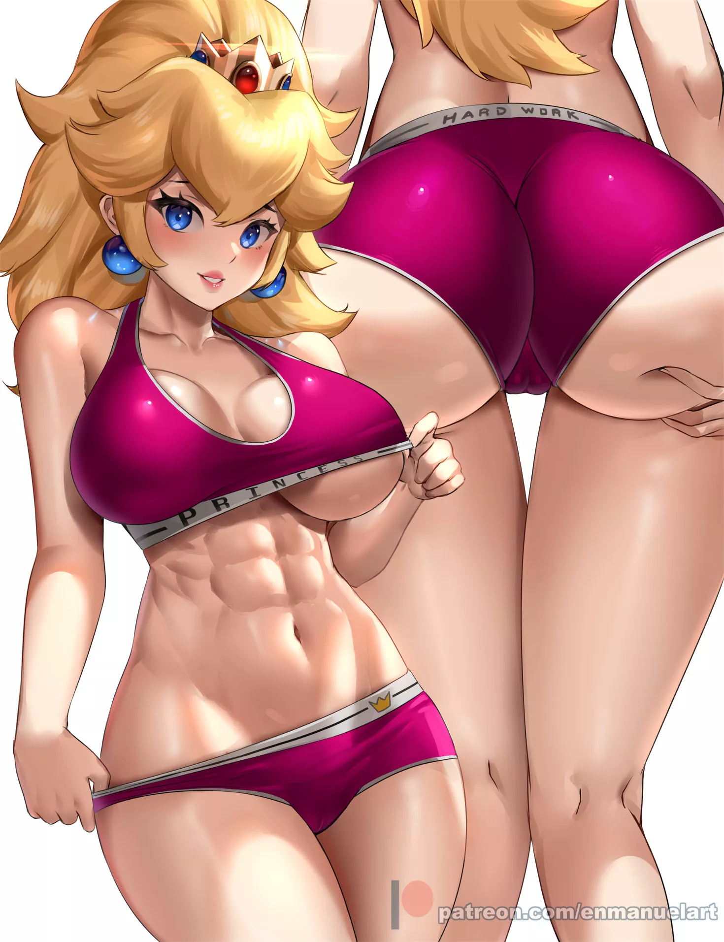 Princess Peach showing off her abs (enmanuelart) [super mario]