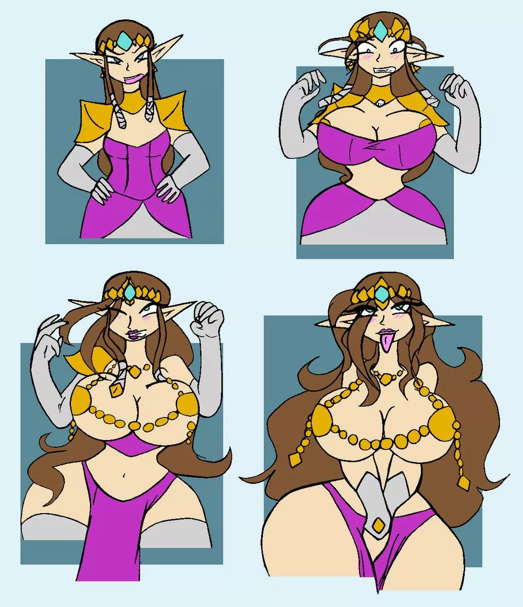 Princess Zelda Bimbofication (Artist: Da-fuze)