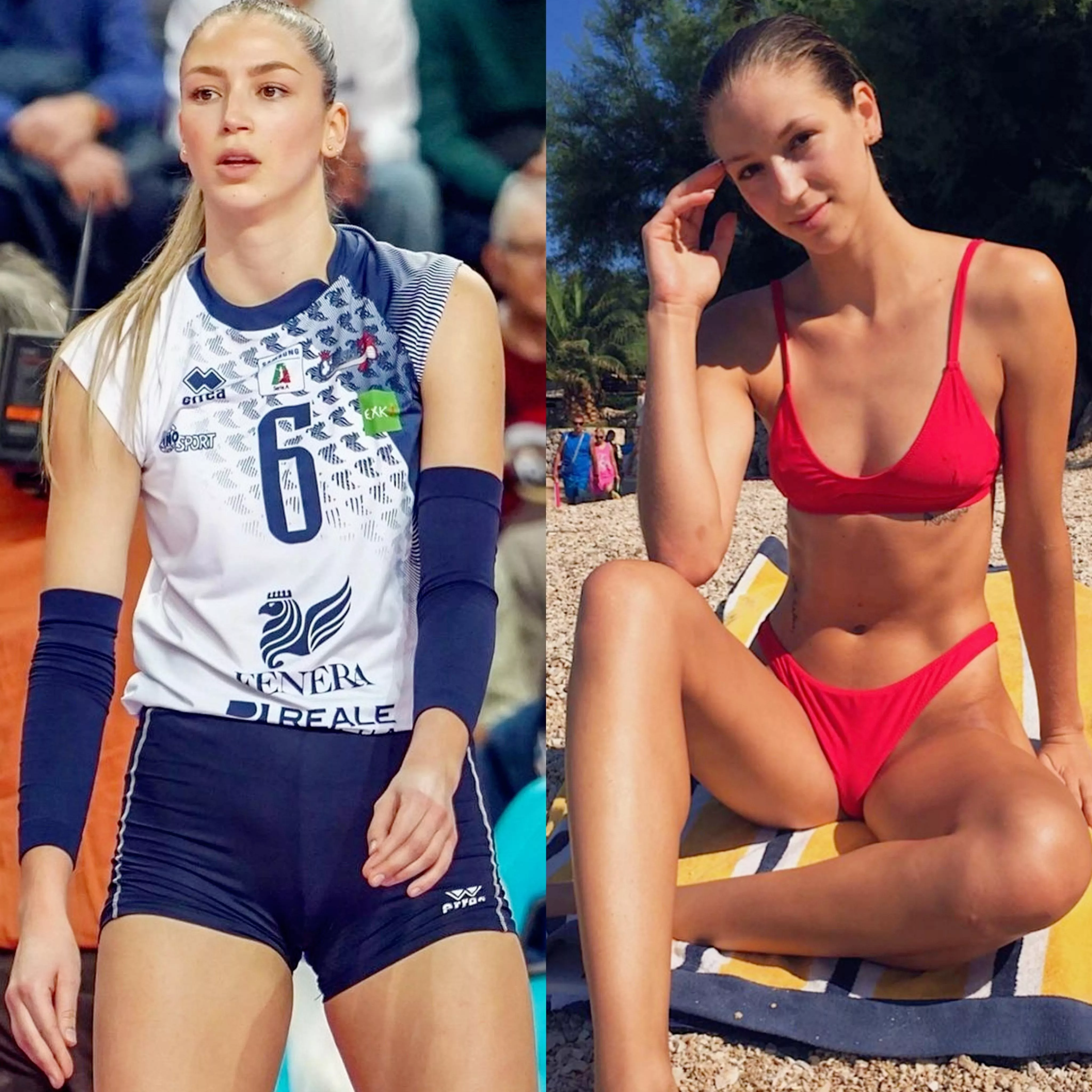 pro volley player on and off court