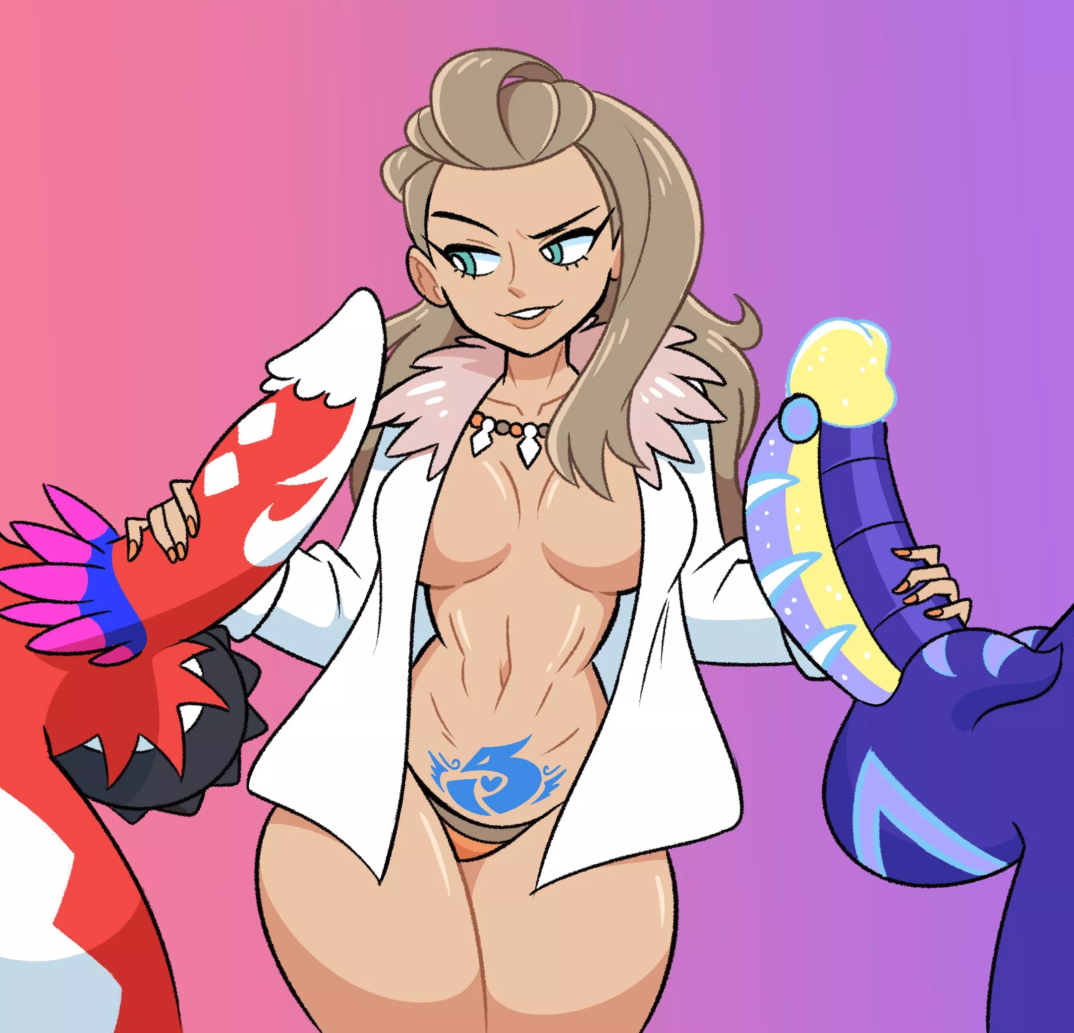 Professor Sada handing two legendary cocks (@goopabloopa)