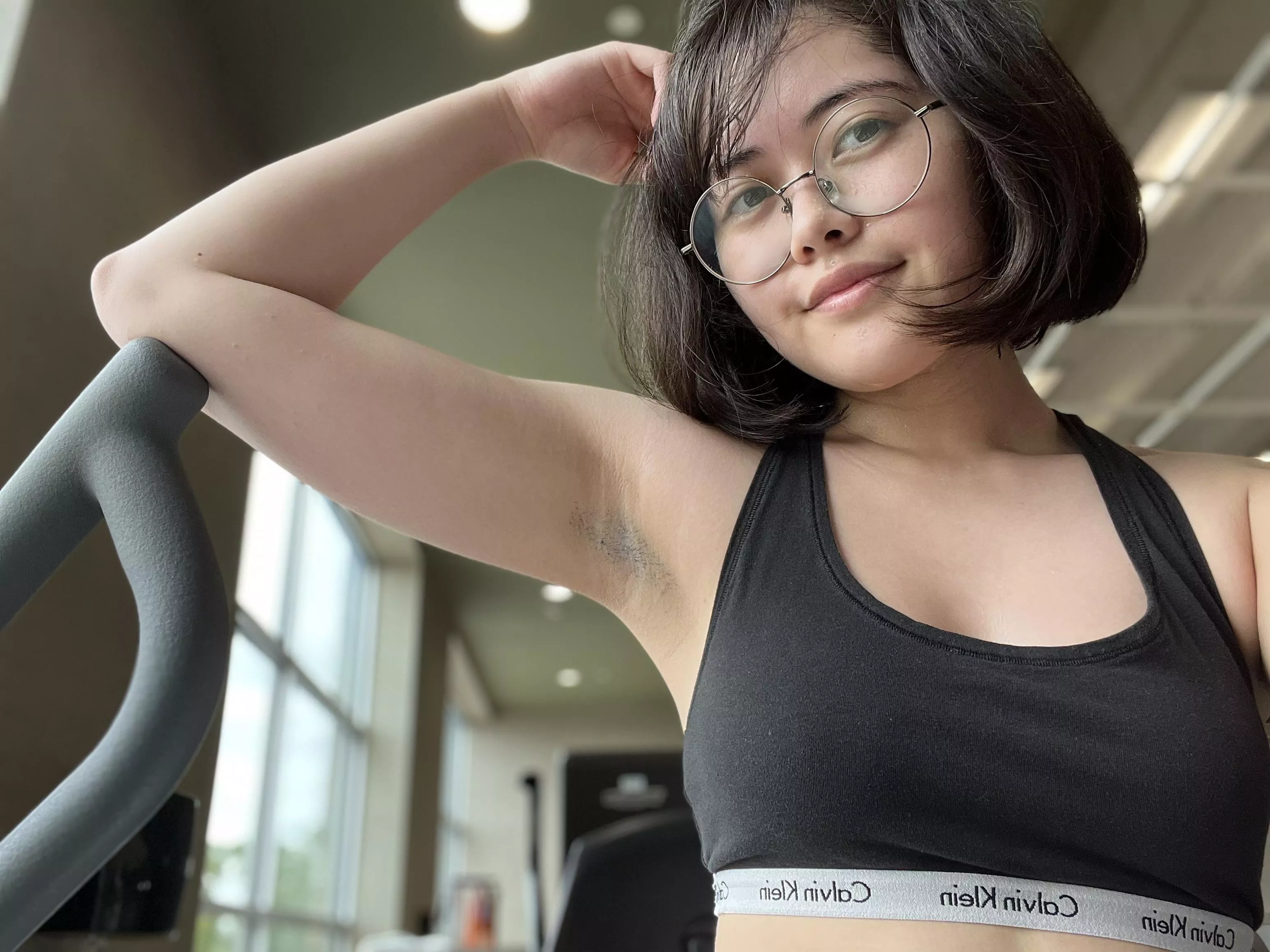 proud of myself cause i'm finally gaining the courage to show off my stubbly armpits at the gym !