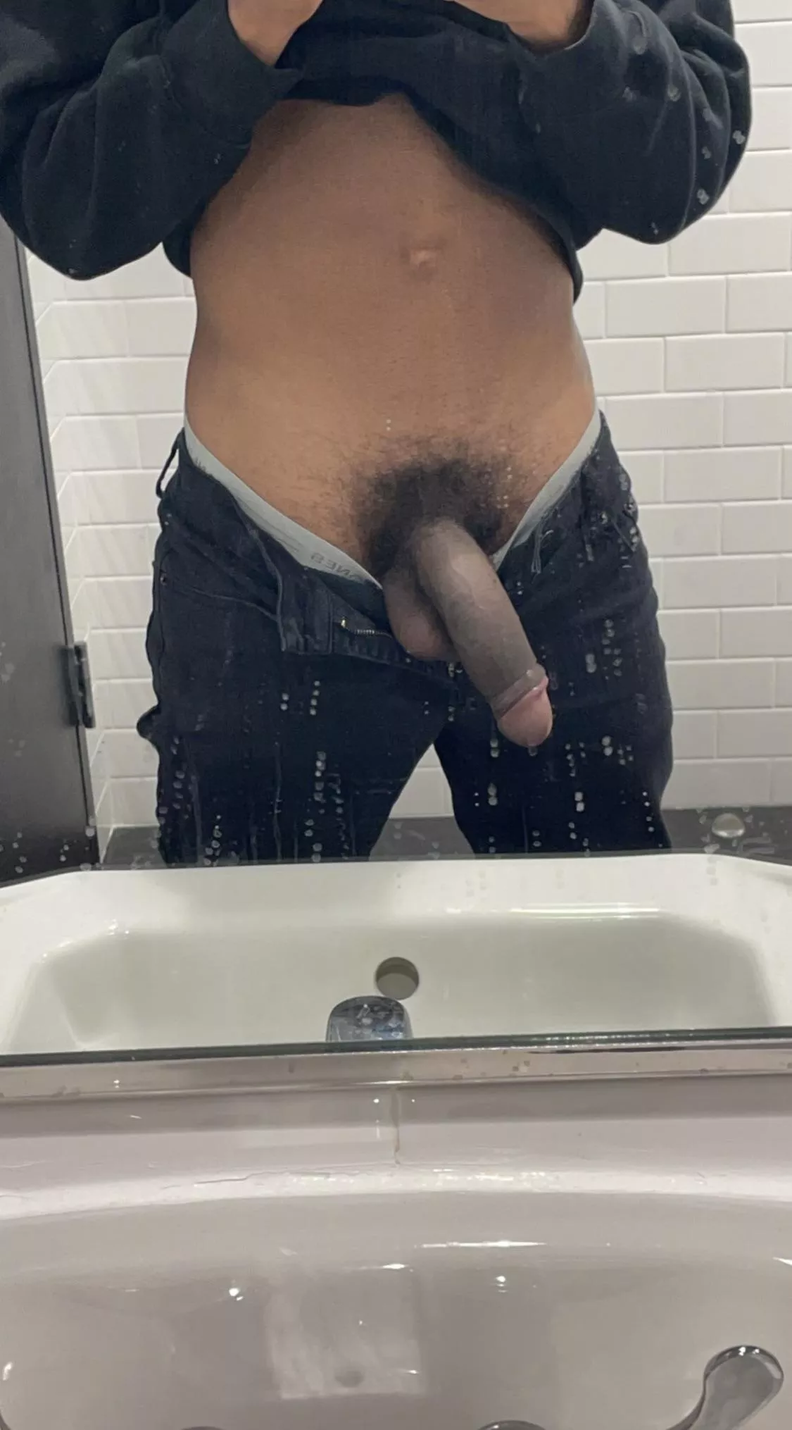 Pulling it out in the restroom