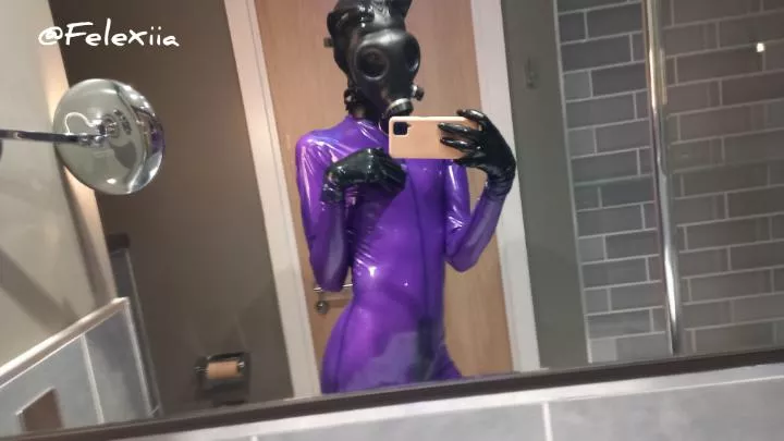 purple rubber kitty with gas mask 🥰