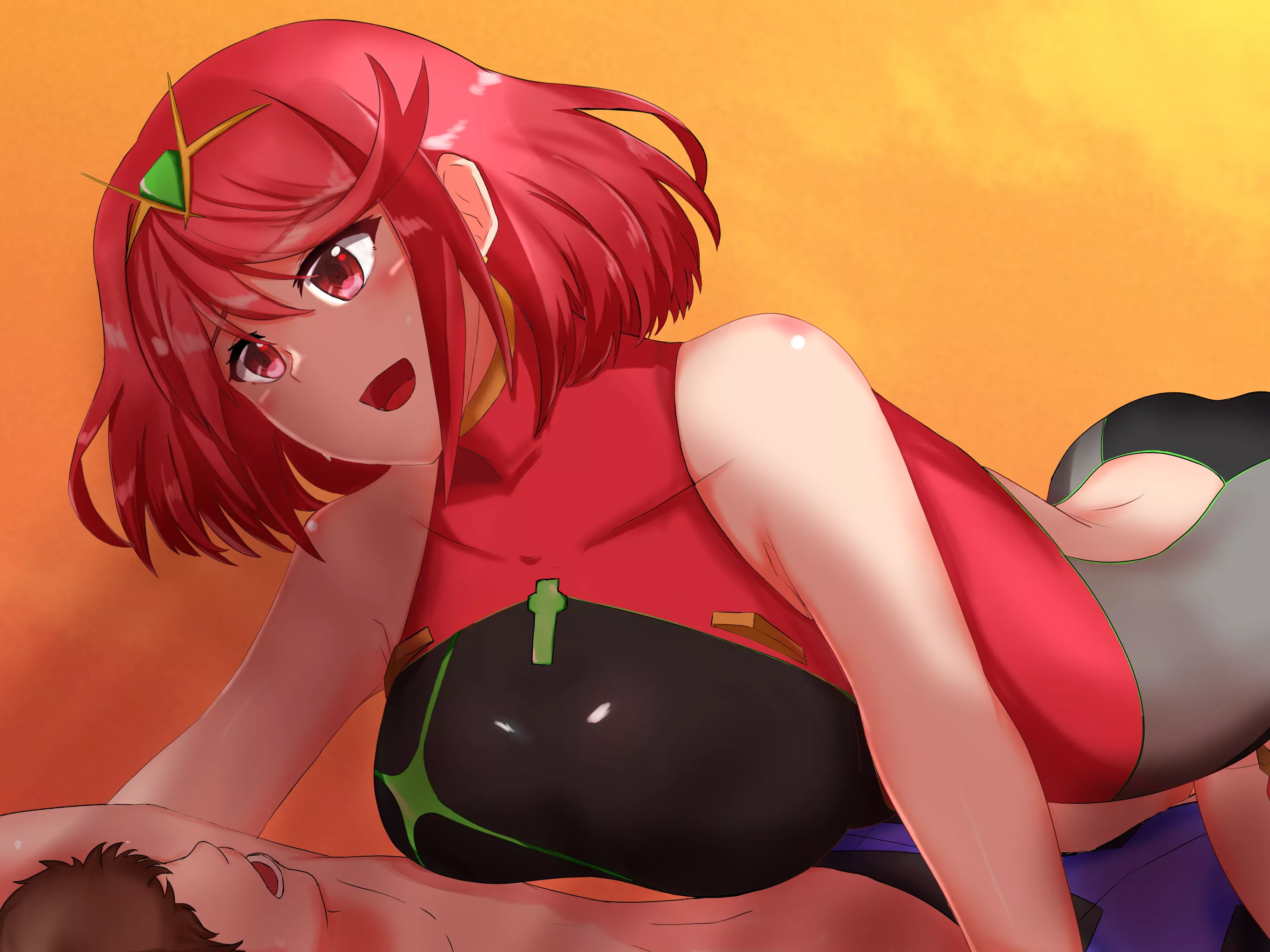 Pyra asserting dominance in her swimsuit