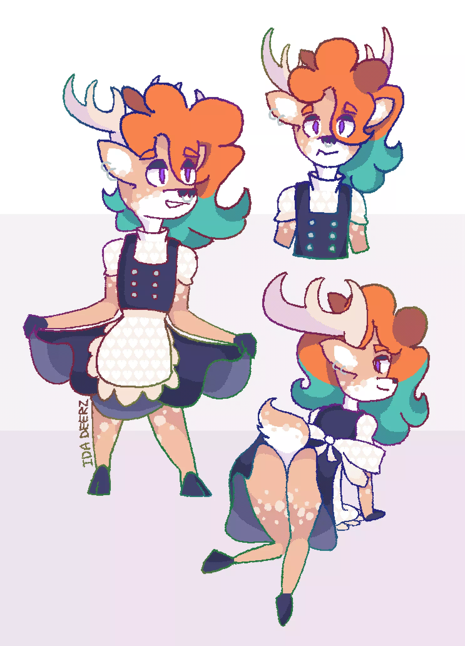 [Q] maid dress 🦌✨💜 (by me, @imathrowawaylol on Twitter)