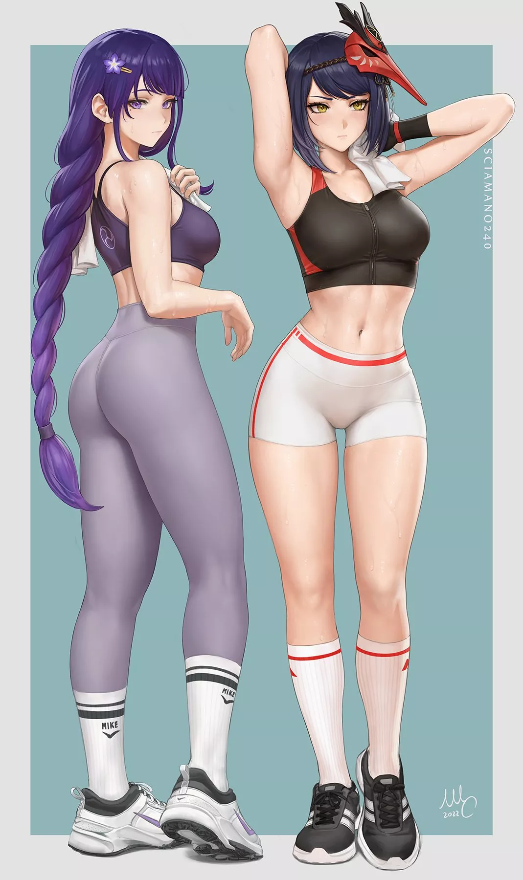 Raiden and Sara ready for a workout (Sciamano240)