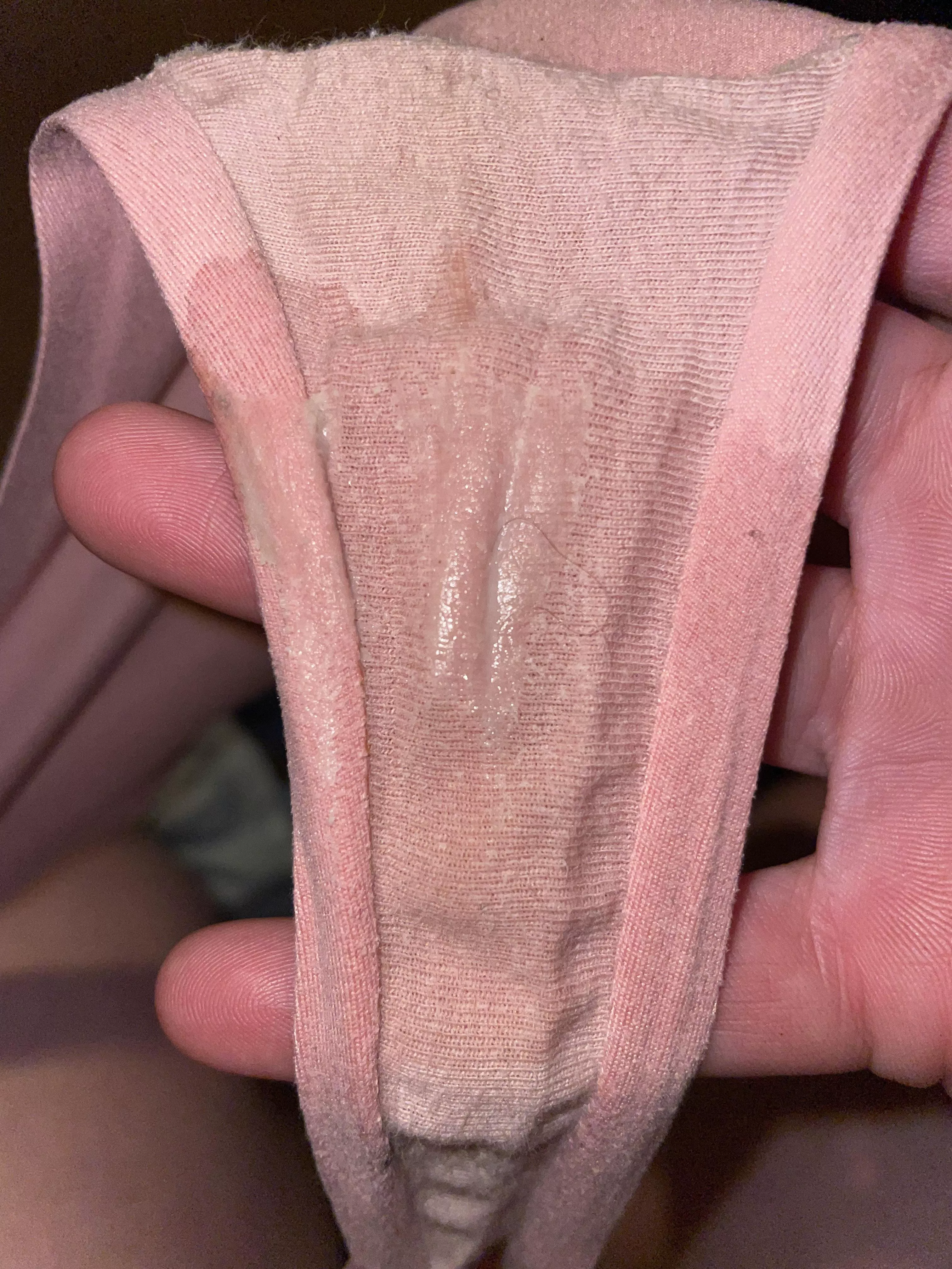 RARE OFFER [selling] super old, heavily worn thong drenched in my juices💦4 days of wear + vacuum sealed $40(shipping included + 5 pictures of me in them included in purchase [gusset peek] [pty]