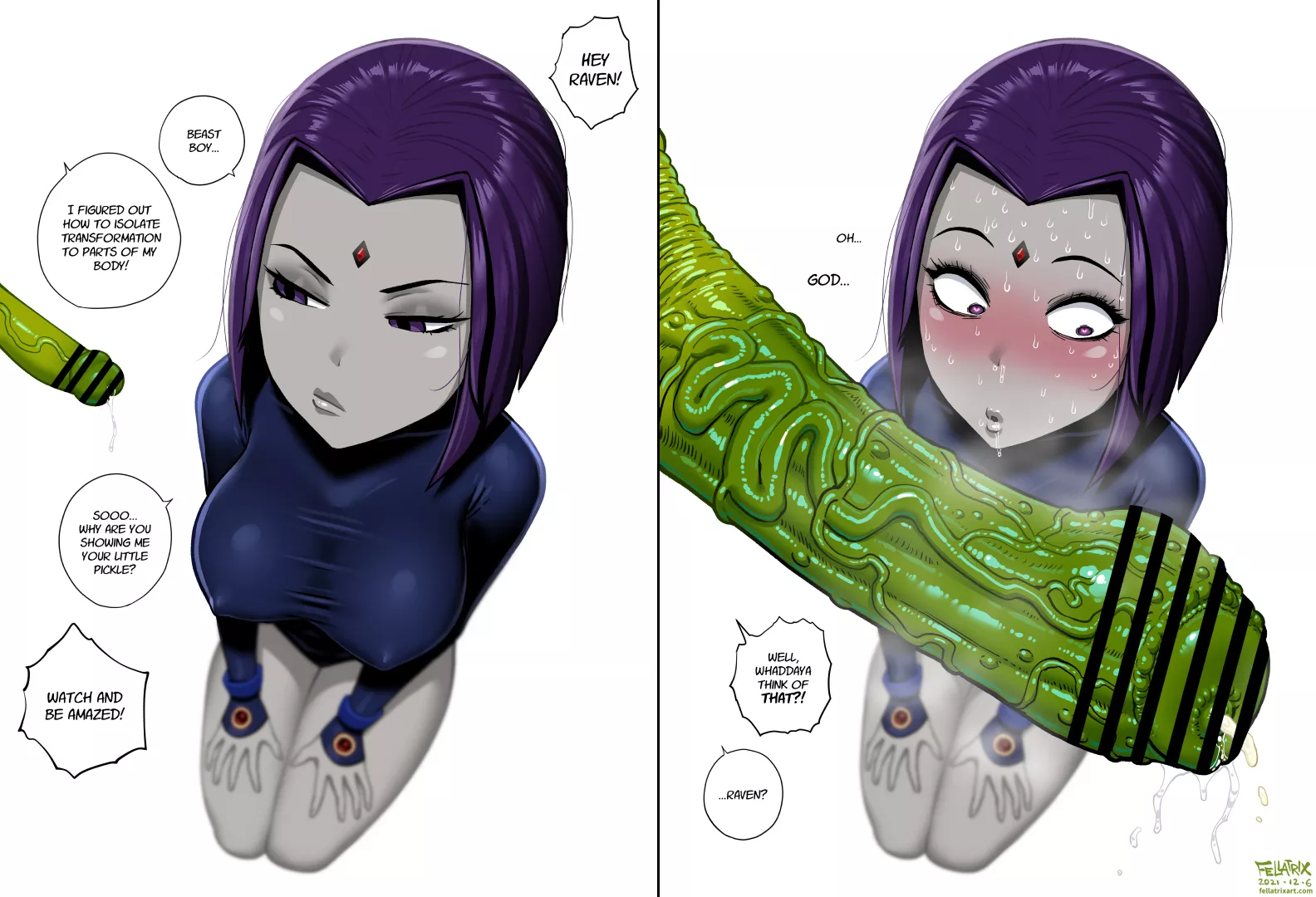 Raven impressed by Beastboy's transformation (Fellatrix).jpg