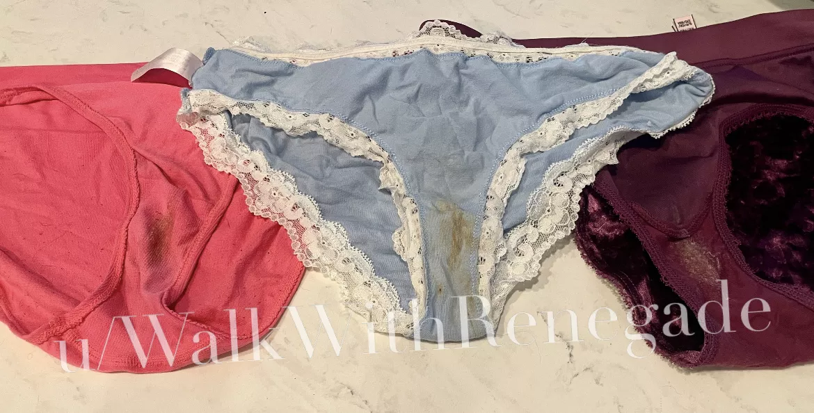 🍒READY TO SHIP🍒 My dirty little trio of hamper panties is looking for a home. But one and I’ll cum in them today ❤️[selling][female][USA]