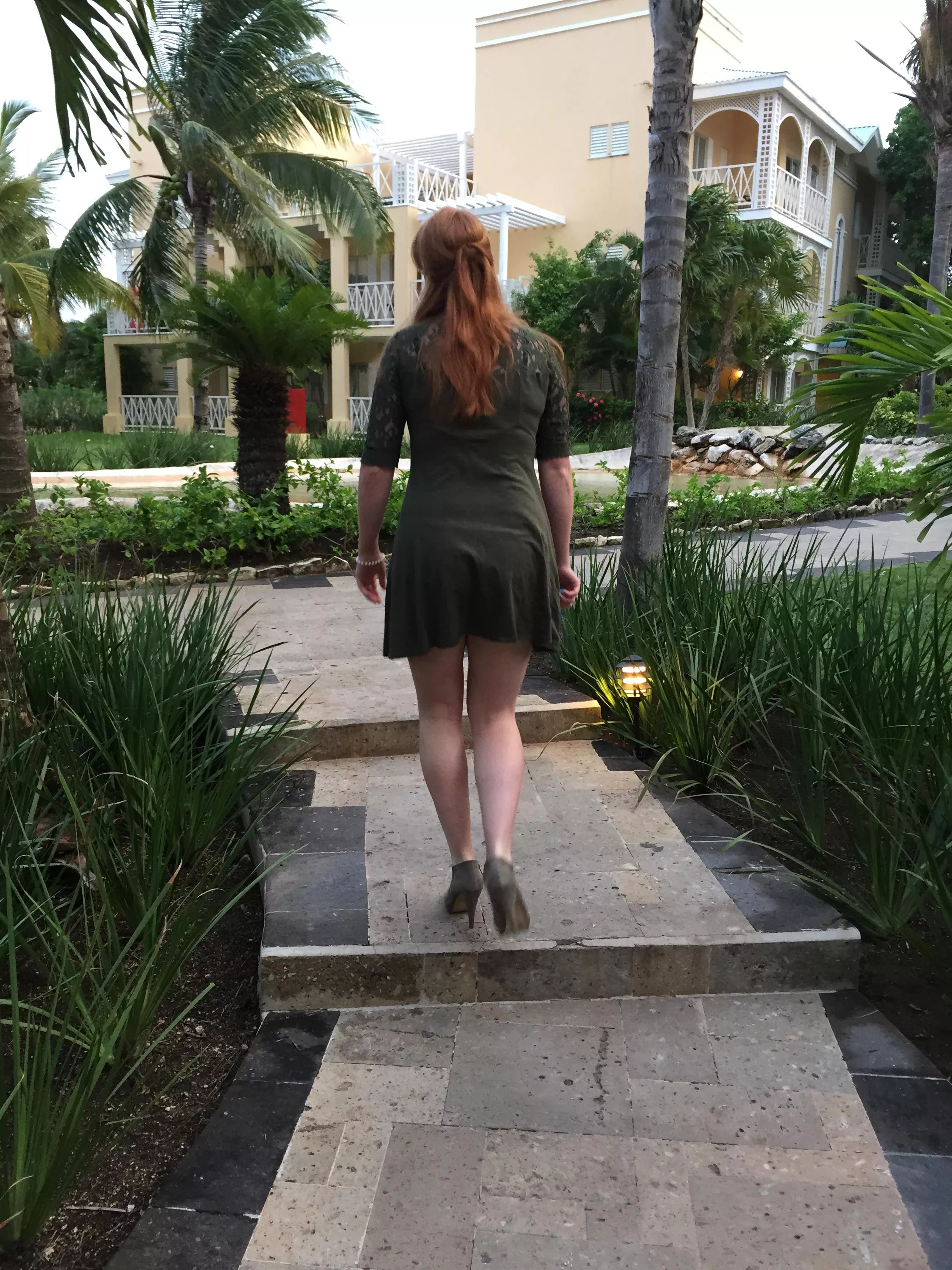 Red hair short dress