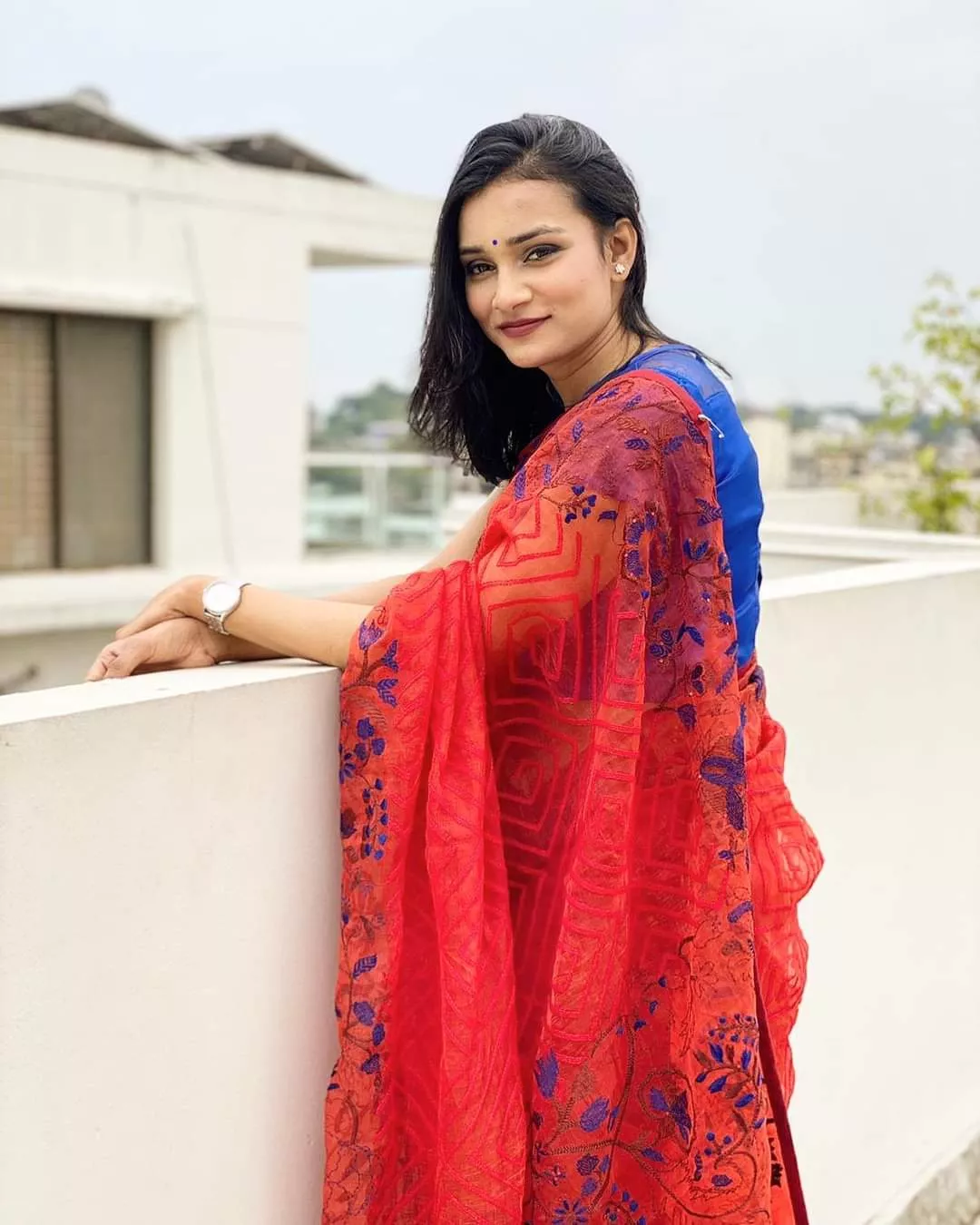 Red Woman in red Saree