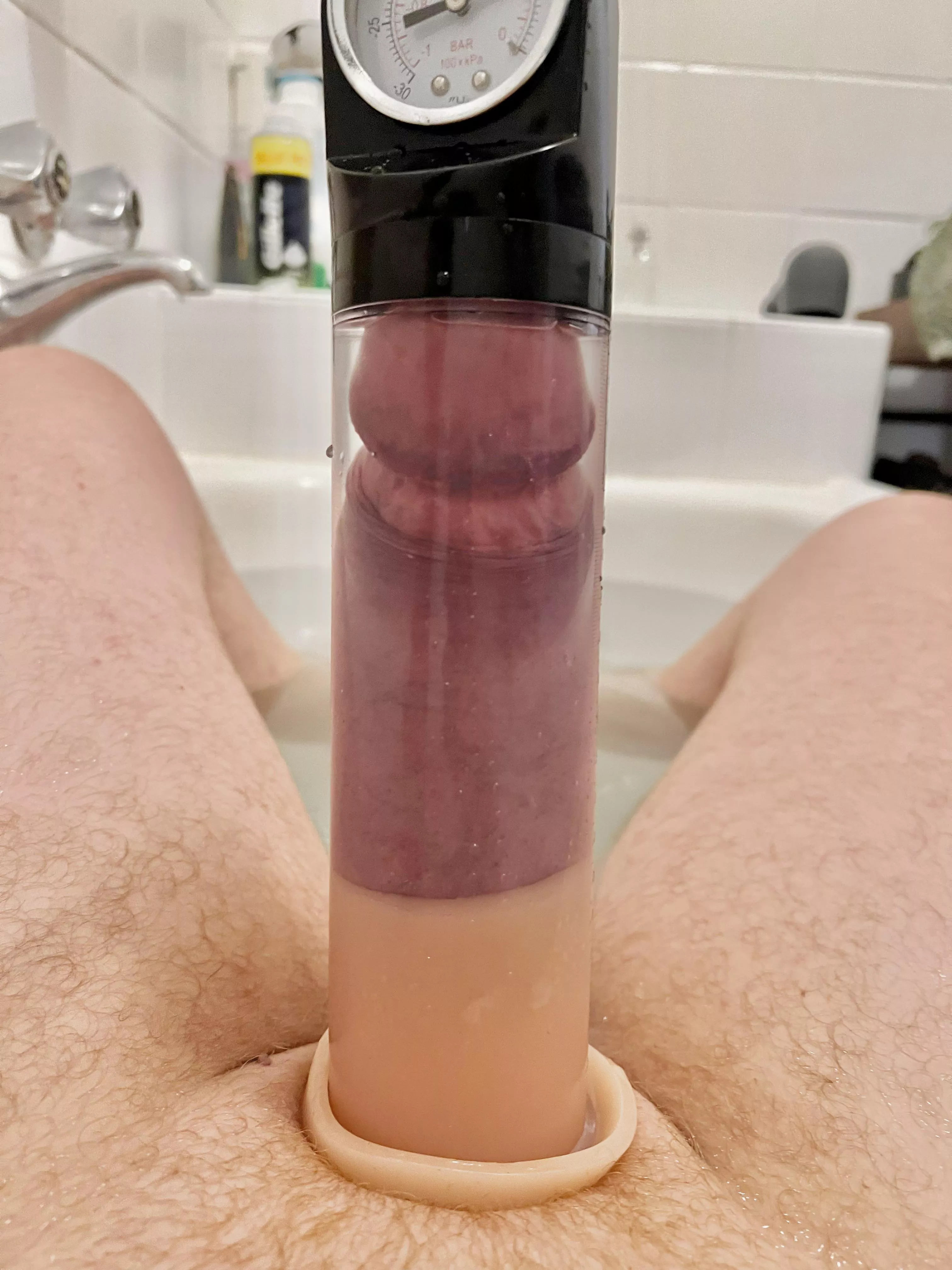 Relaxing after work by packing 20cm X 2.25” cylinder in the bath.