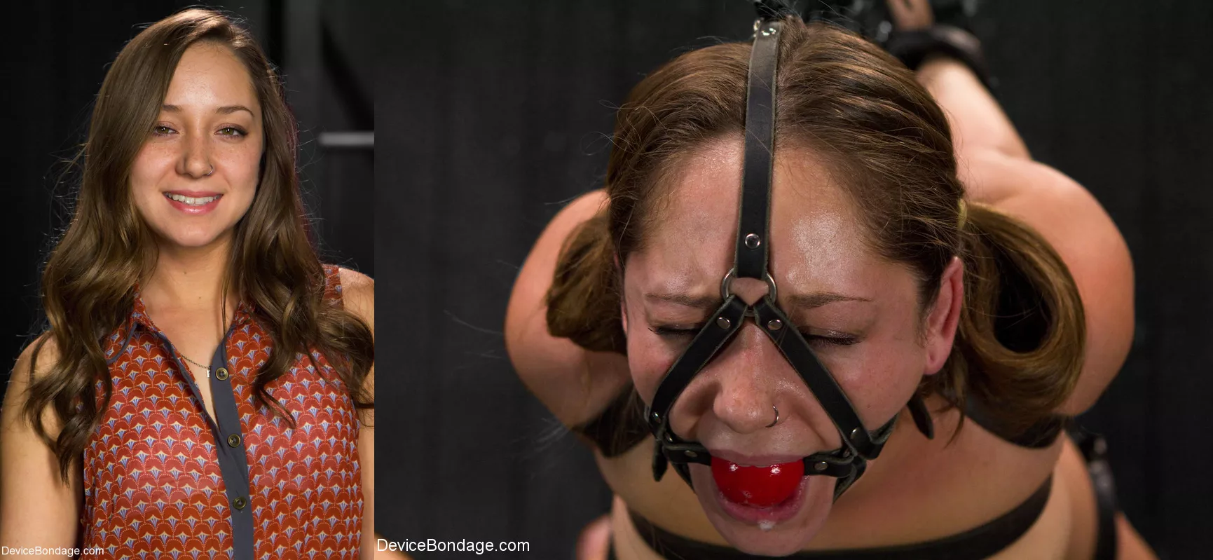 Remy LaCroix before and after being bound and gagged