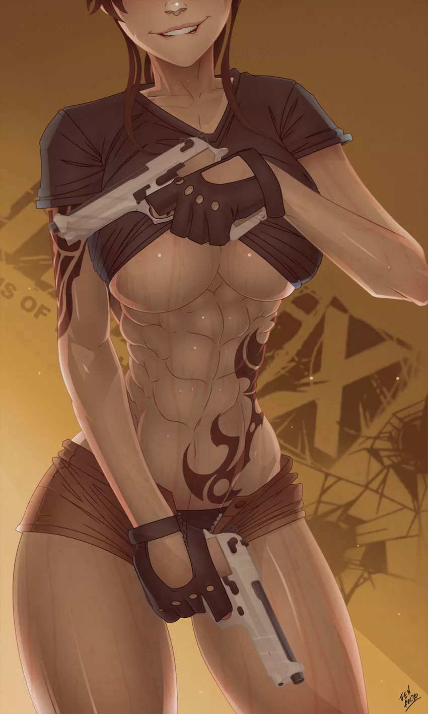 Revy showing off (Black lagoon) (fenixman12)