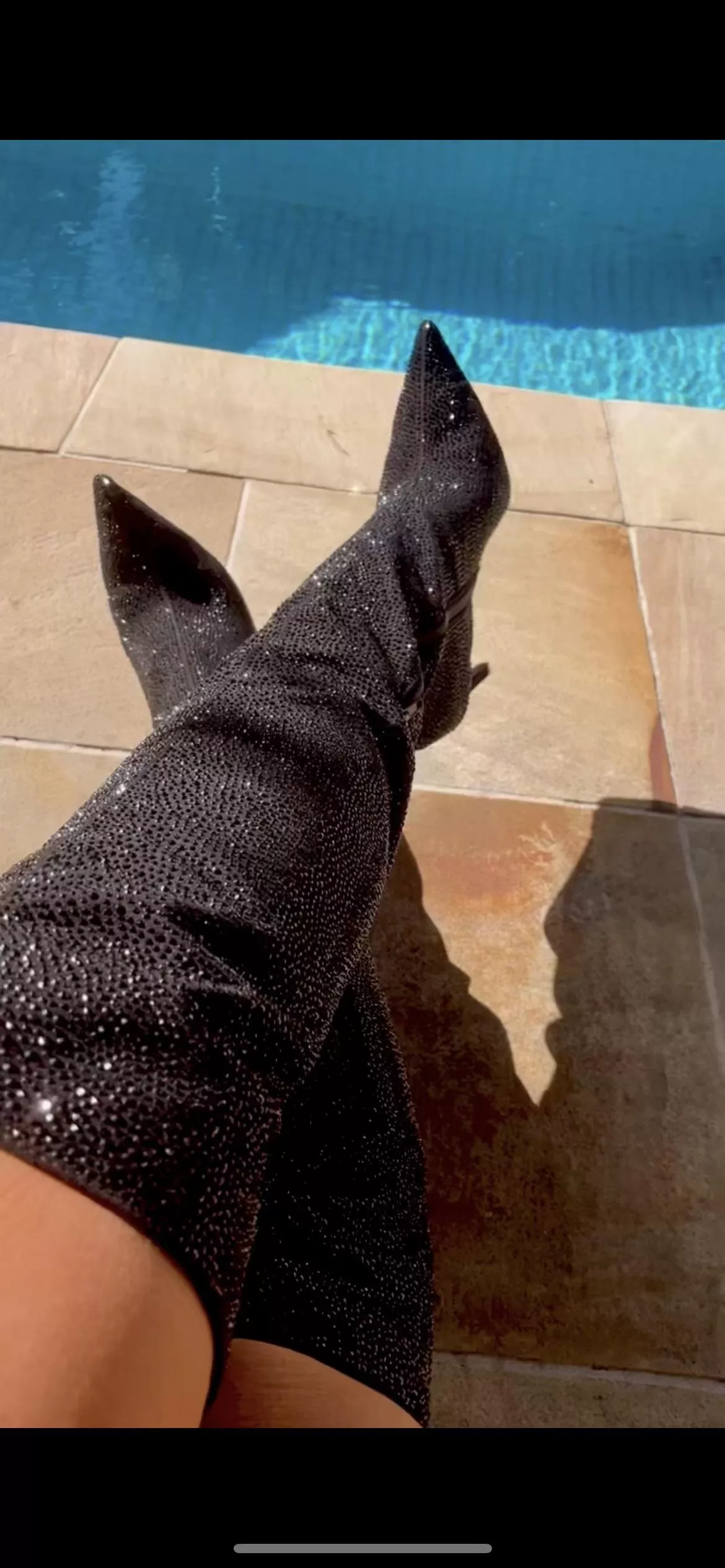 Rhinestone knee high boots