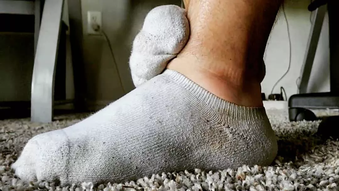 Rubbing my hot, dirty sock scent all over my glistening legs after a run.