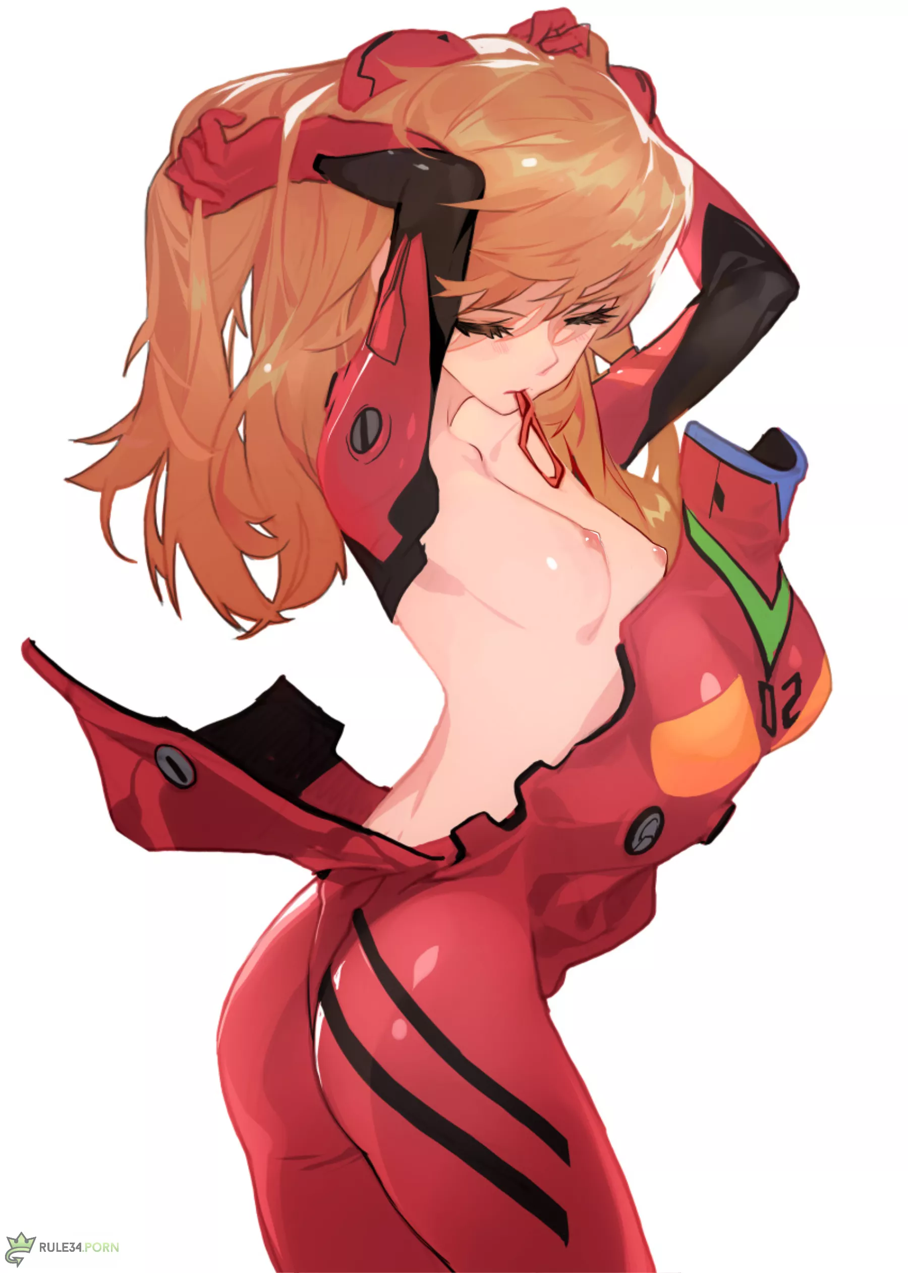 Rule 34 - adjusting hair asuka langley sohryu bodysuit breasts closed [Neon Genesis Evangelion, Rebuild Of Evangelion]