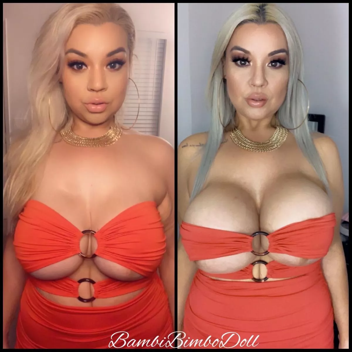 Same dress, bigger tits