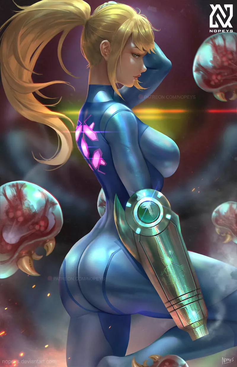 Samus Fighting Metroid's In The Zero Suit (Nopeys ) [Metroid]