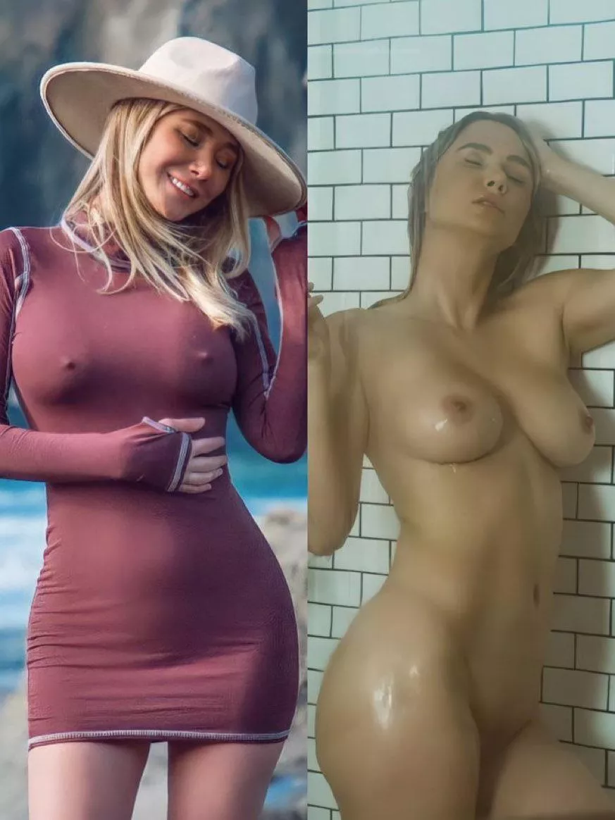 Sara Jean Underwood on with hat/off in shower