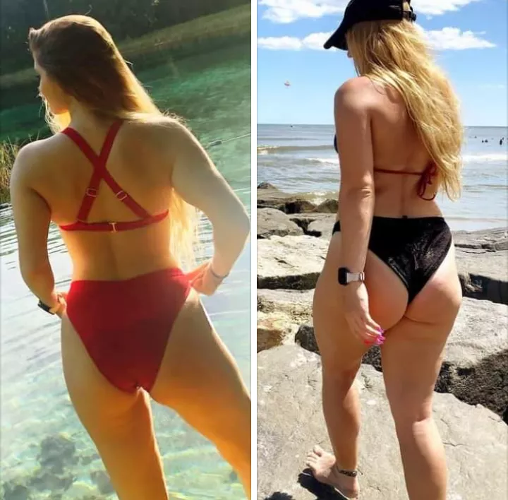 Sarah Katherine Toomey Left picture Summer 2019, Right picture Summer 2020. Grew thick with a phat ass in a year and couldn't wait to show it off. IG @sarahkatt44