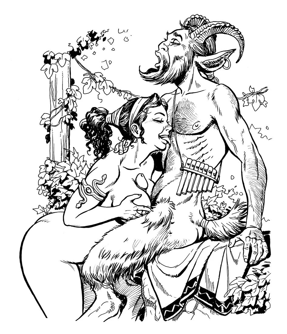 Satyr and bacchante (purr-hiss)