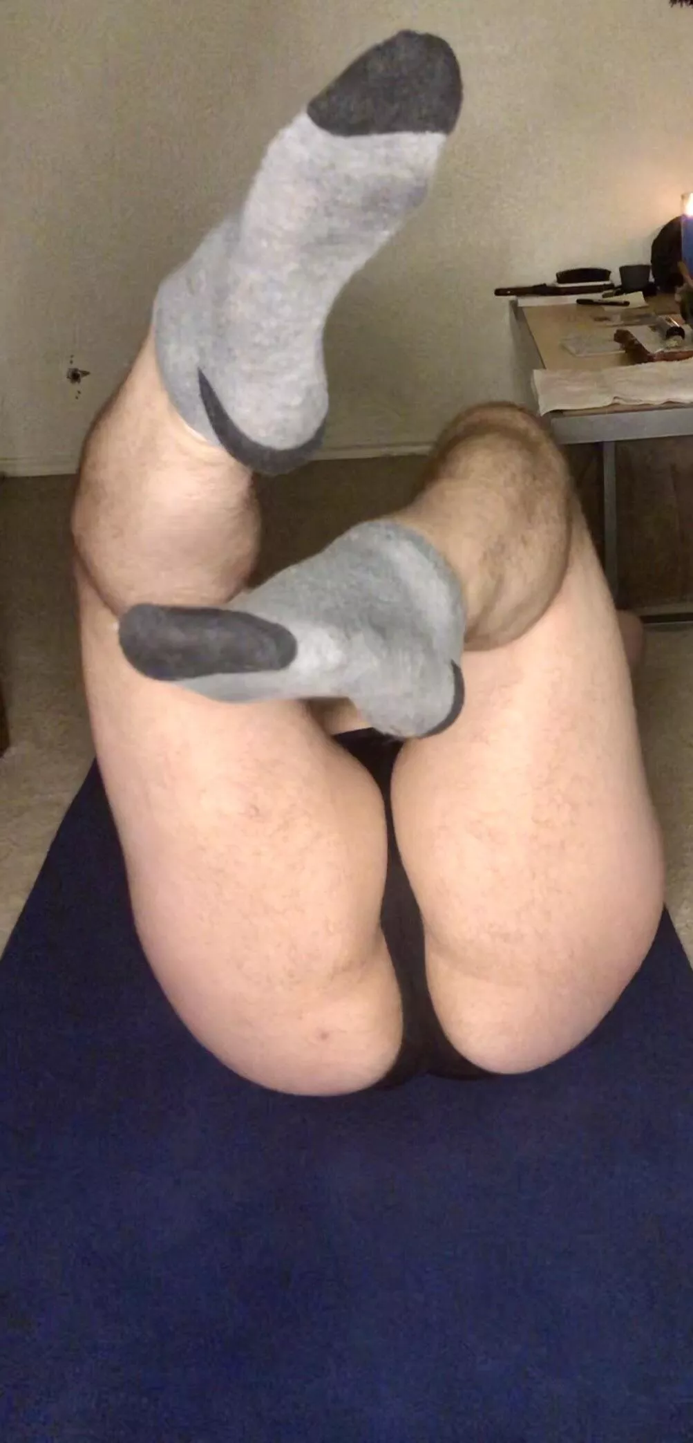 [Selling] Grey & black ankle socks, covered in yoga sweat 💦 Dm for full sock drawer 🧦